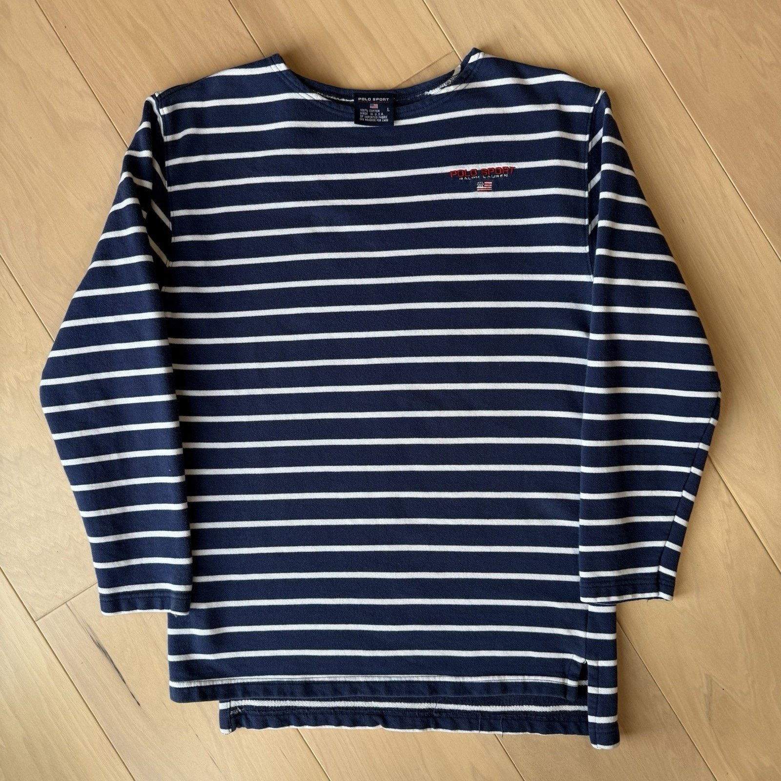 Polo Ralph Lauren Vintage Polo Sport Shirt Women's L Navy Striped Long Sleeve Size L / US 10 / IT 46 - 2 Thumbnail