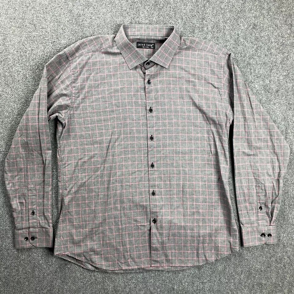 Jared Lang Jared Lang Shirt Mens 2XL Gray Button Up Check Long Sleeve Size US XXL / EU 58 / 5 - 1 Thumbnail