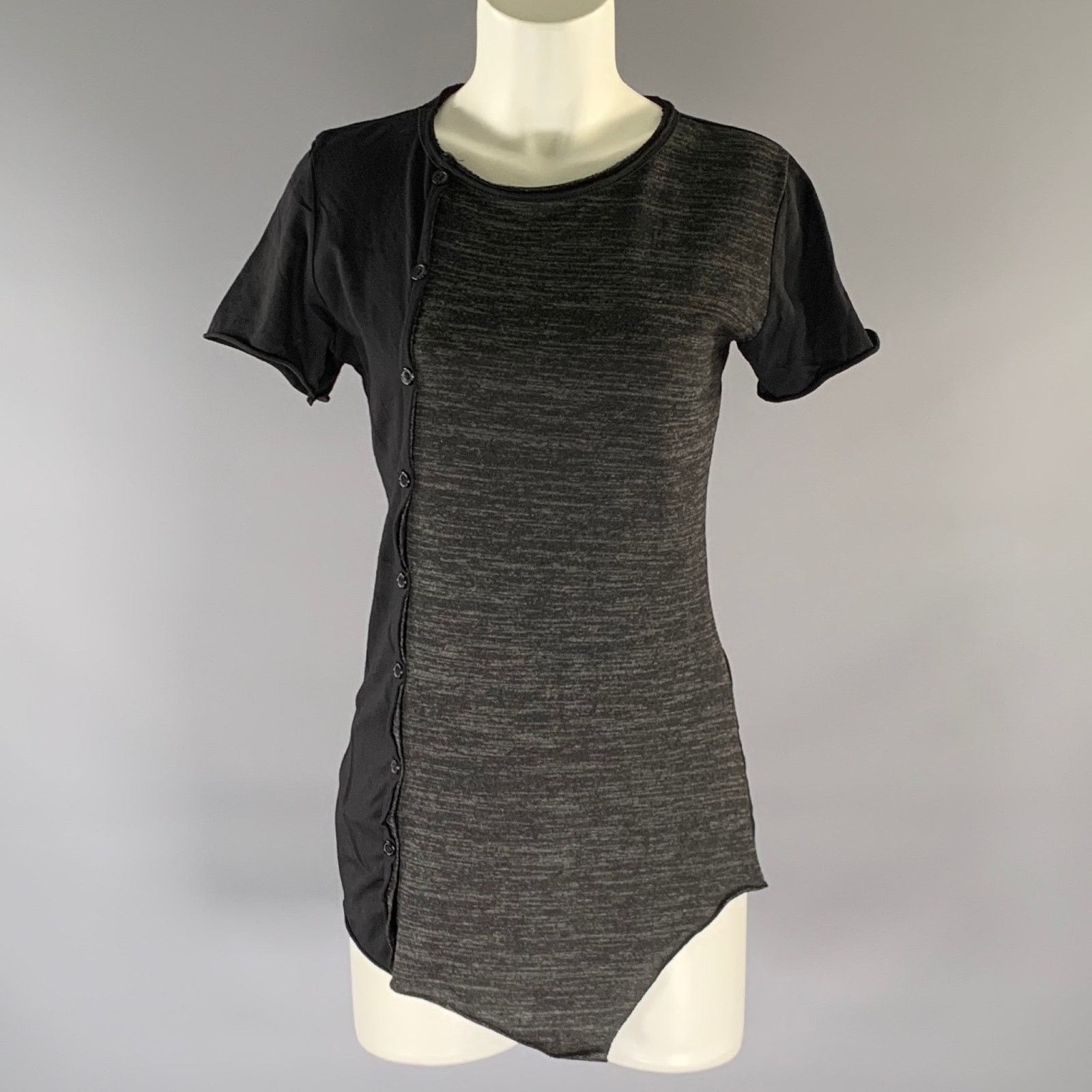 Other NO BRAND Size S Black Grey Distressed Short Sleeve Shirt Size S / US 4 / IT 40 - 1 Thumbnail