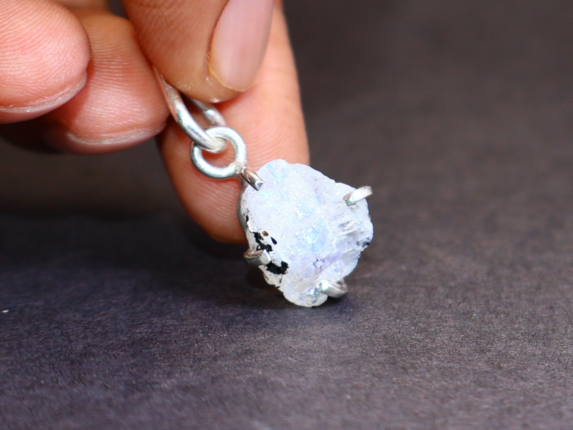 Handmade Raw Moonstone, Sterling silver Handmade Women pendant, Size ONE SIZE - 3 Thumbnail