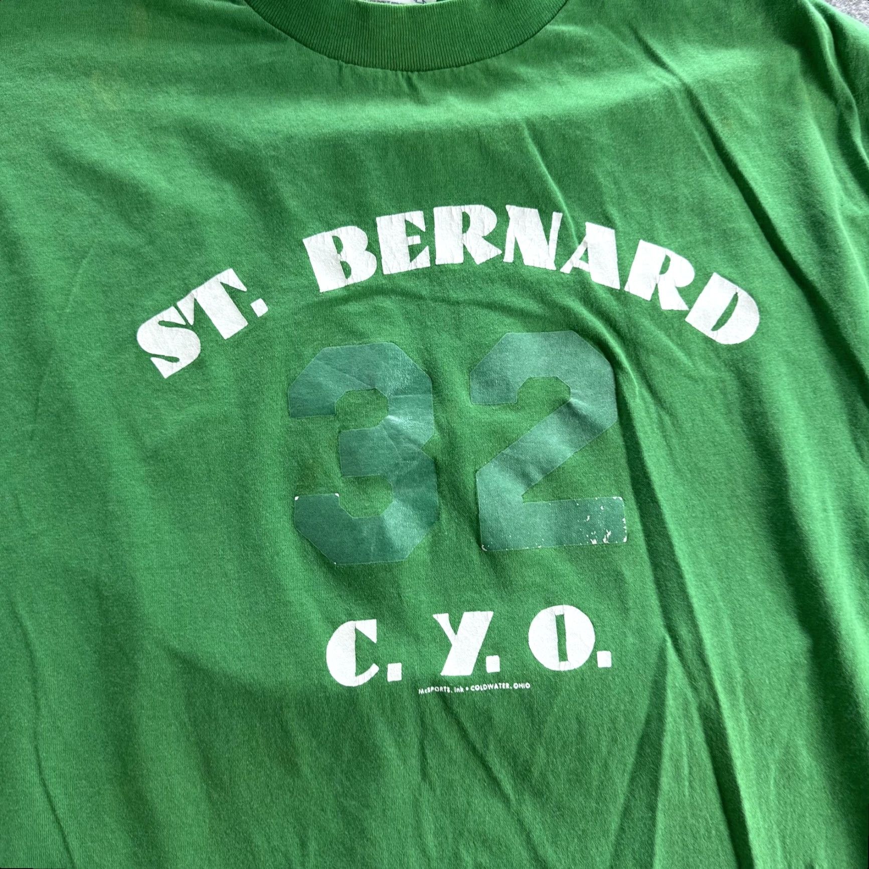 TEE JAYS VINTAGE St. Bernard C.Y.O. Shirt Mens XL Green 32 Single Stitch Made USA 80s Size US XL / EU 56 / 4 - 2 Thumbnail