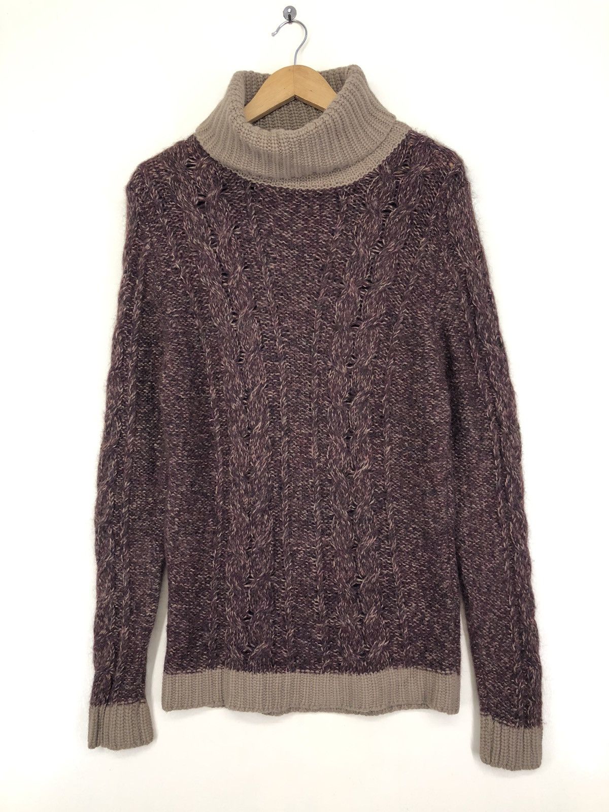 image of Archival Clothing x Italian Designers Alpha Massimo Rebecchi Turtleneck Wool Knitwear in Maroon (Si