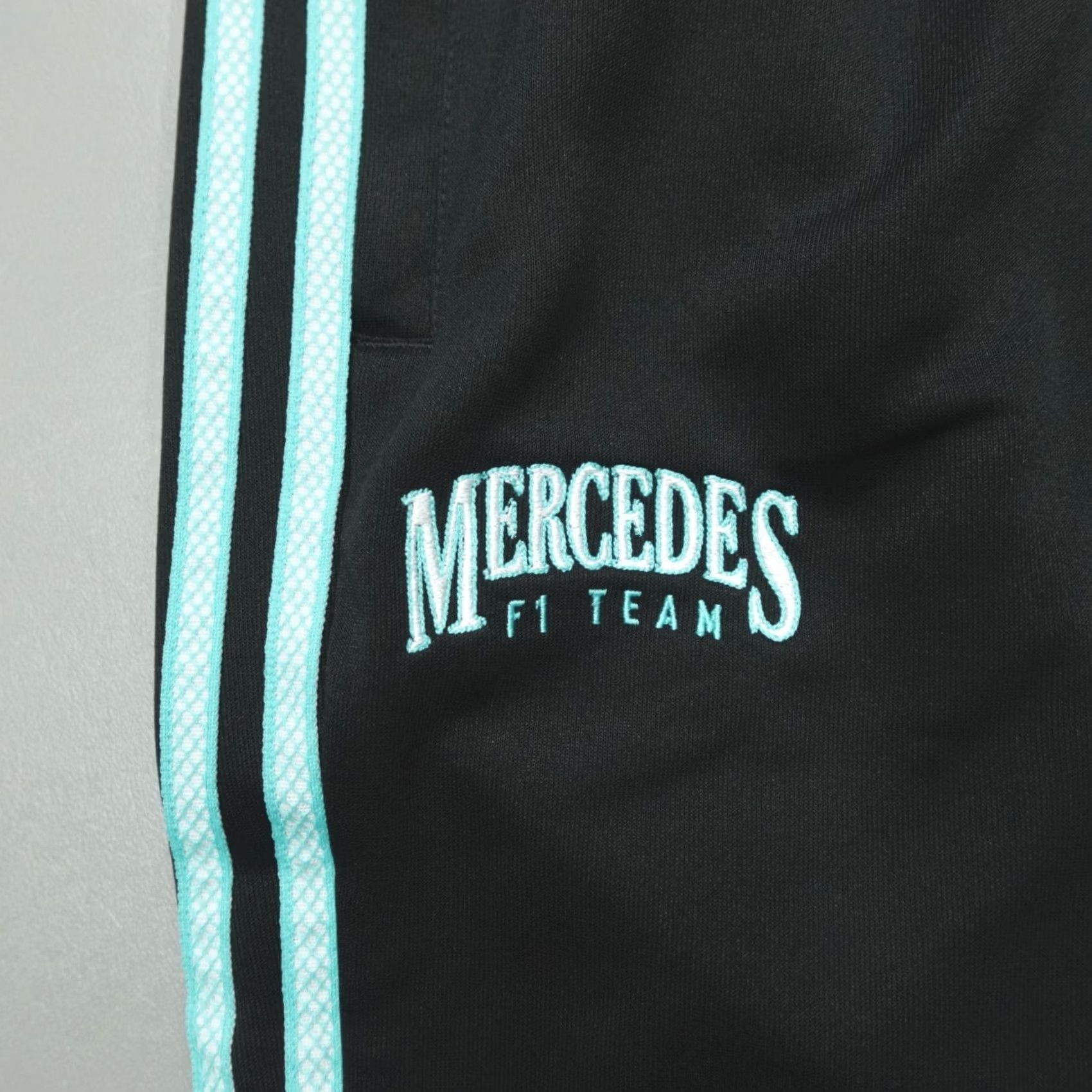 Adidas Adidas Mercedes-AMG Petronas F1 Team Track Pants Black Blue Men’s L KG4744 Pants Track Nike Size US 33 - 2 Thumbnail