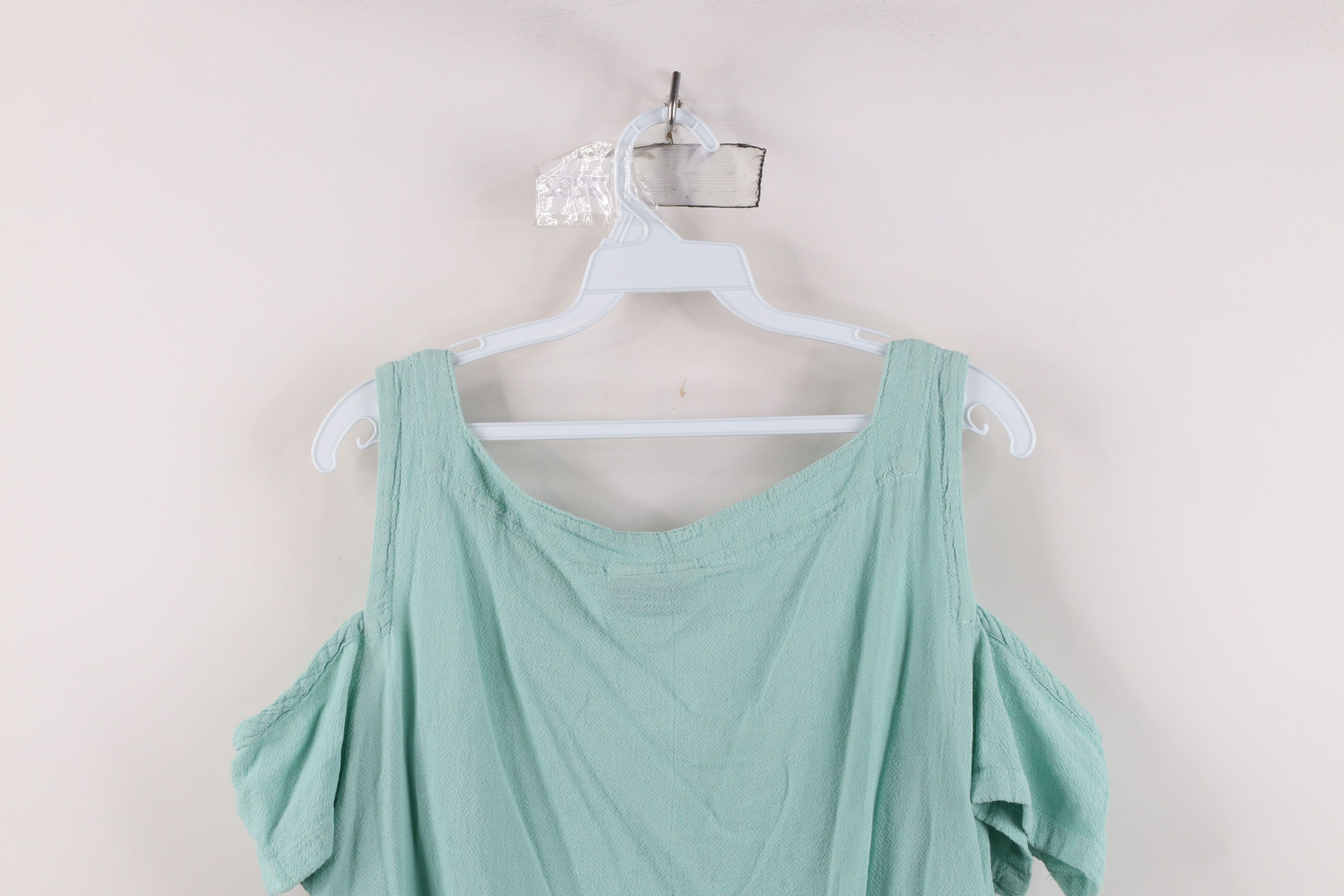 Vintage Vintage 90s Streetwear Cotton Open Shoulder T-Shirt Teal Size XL / US 12-14 / IT 48-50 - 11 Thumbnail