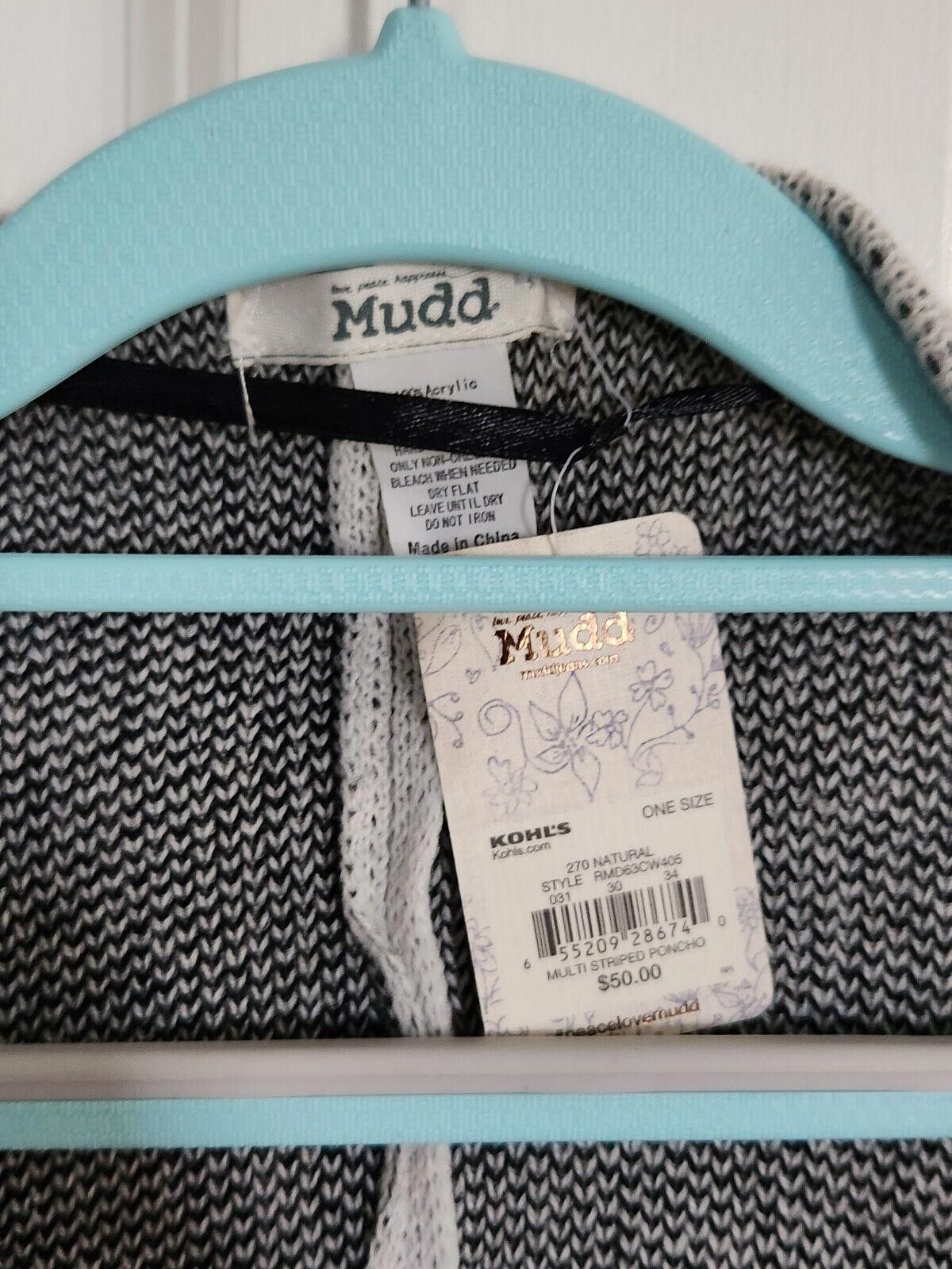 Steve Madden Mudd Poncho One Size Black Gray Shawl Sweater NWT cape Size ONE SIZE - 3 Thumbnail