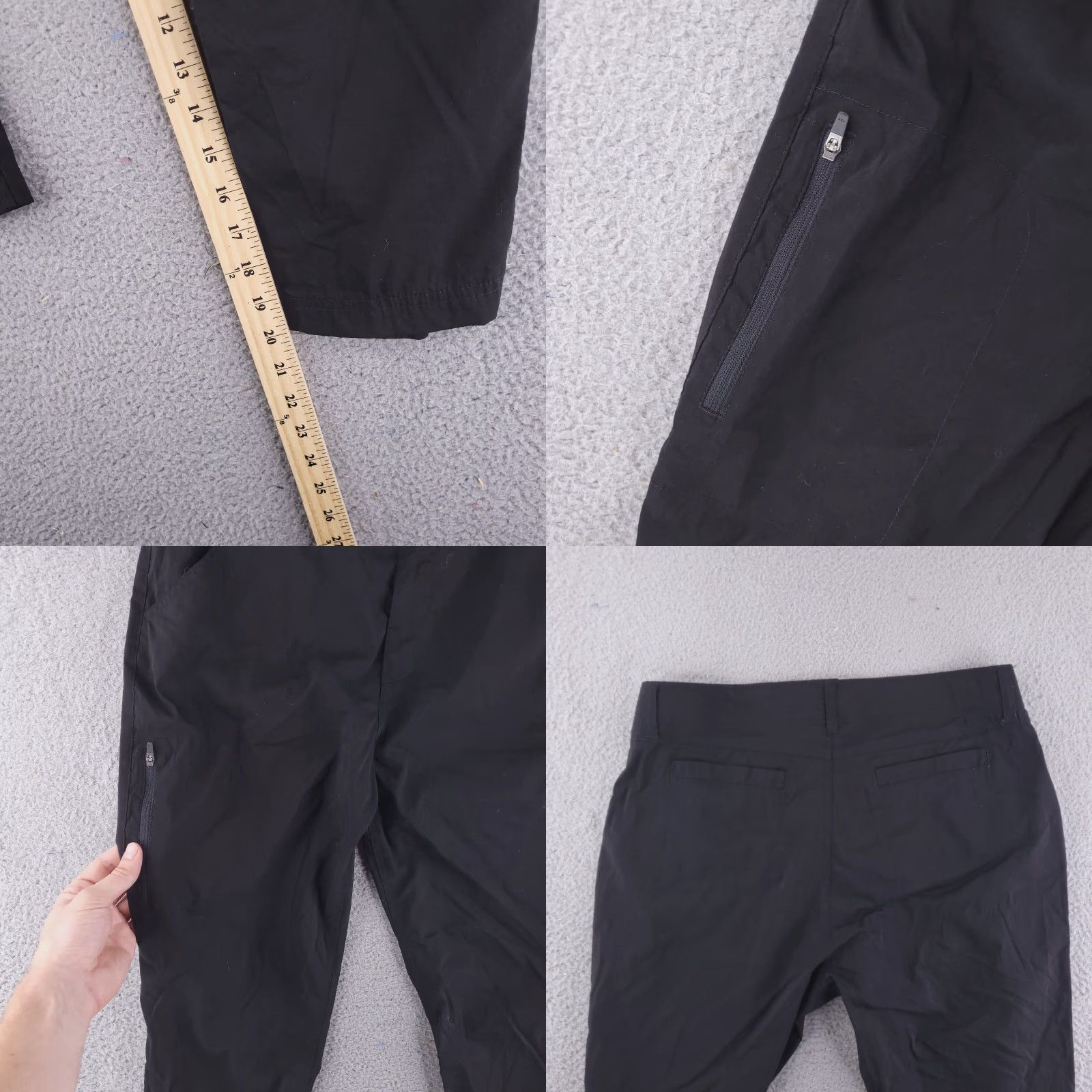 Vintage Khombu Hiking Capri Pants Womens Small Black Travel Stretch Cargo Zip Pocket Size 36" / US 14 / IT 50 - 8 Thumbnail