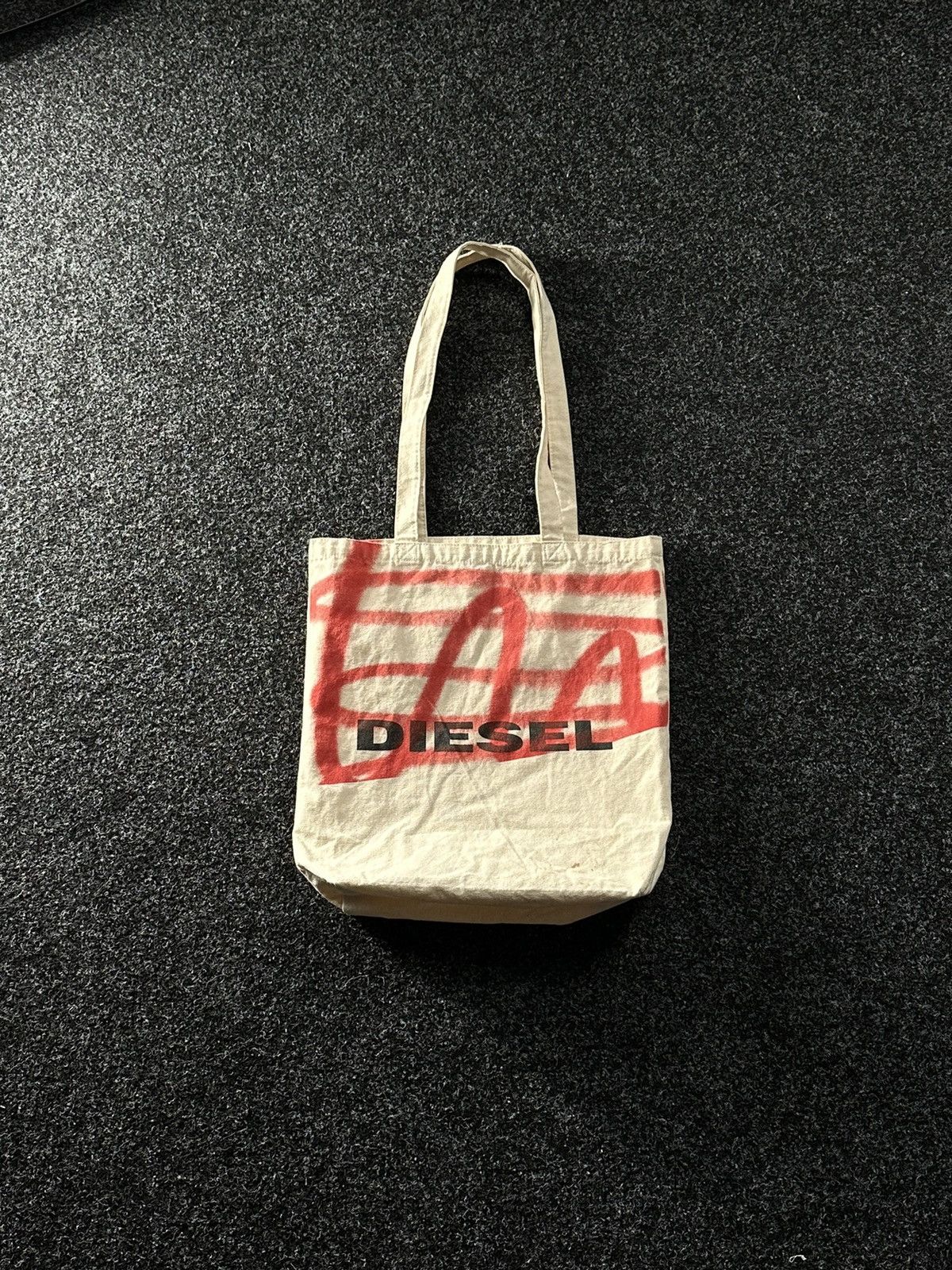🚨Diesel Vintage Y2K Bag Shopper Tote BIG LOGO BEIGE