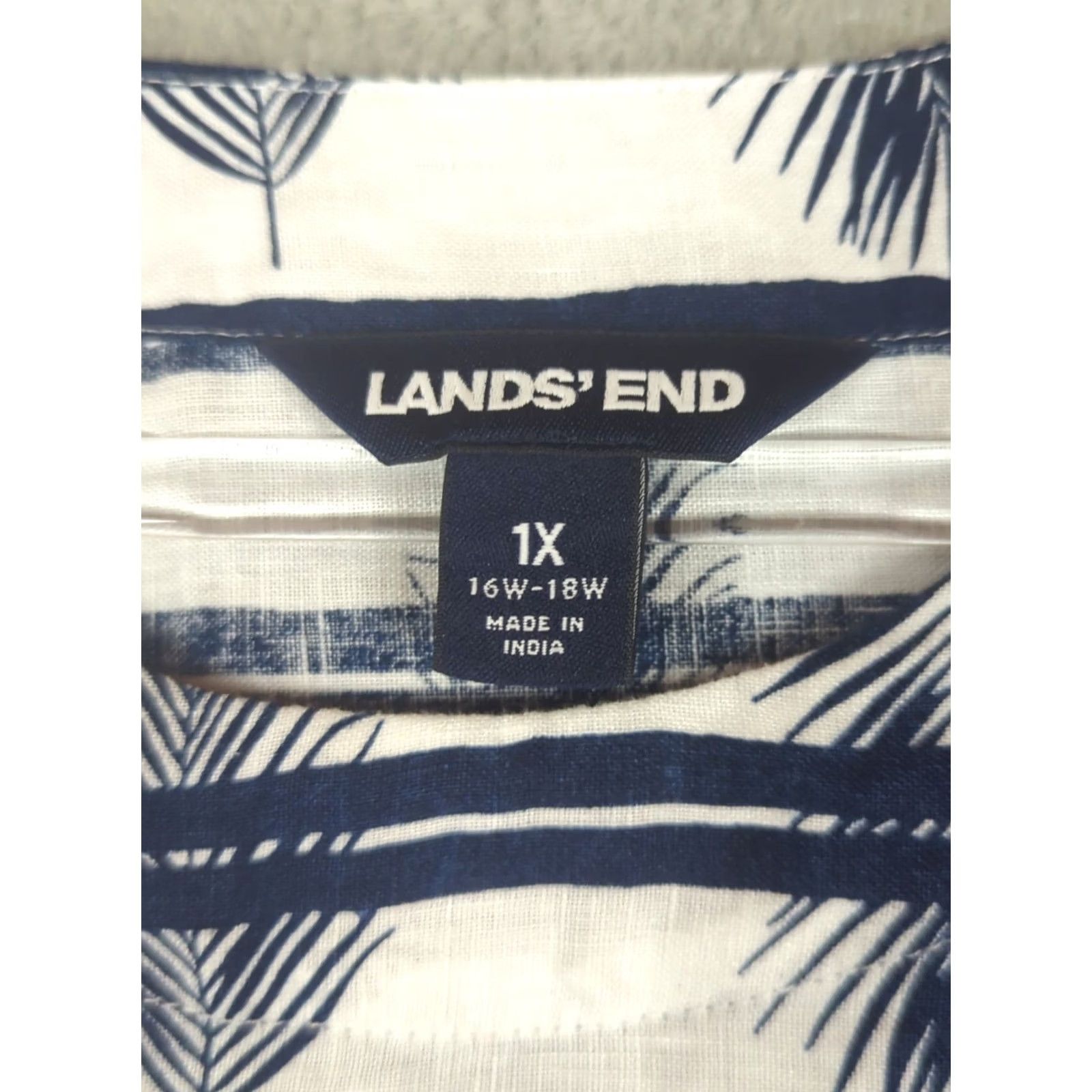 Lands' End Lands End Blue 100% Linen Top Shirt Short Sleeve 1X lagenlook Size XL / US 12-14 / IT 48-50 - 3 Thumbnail
