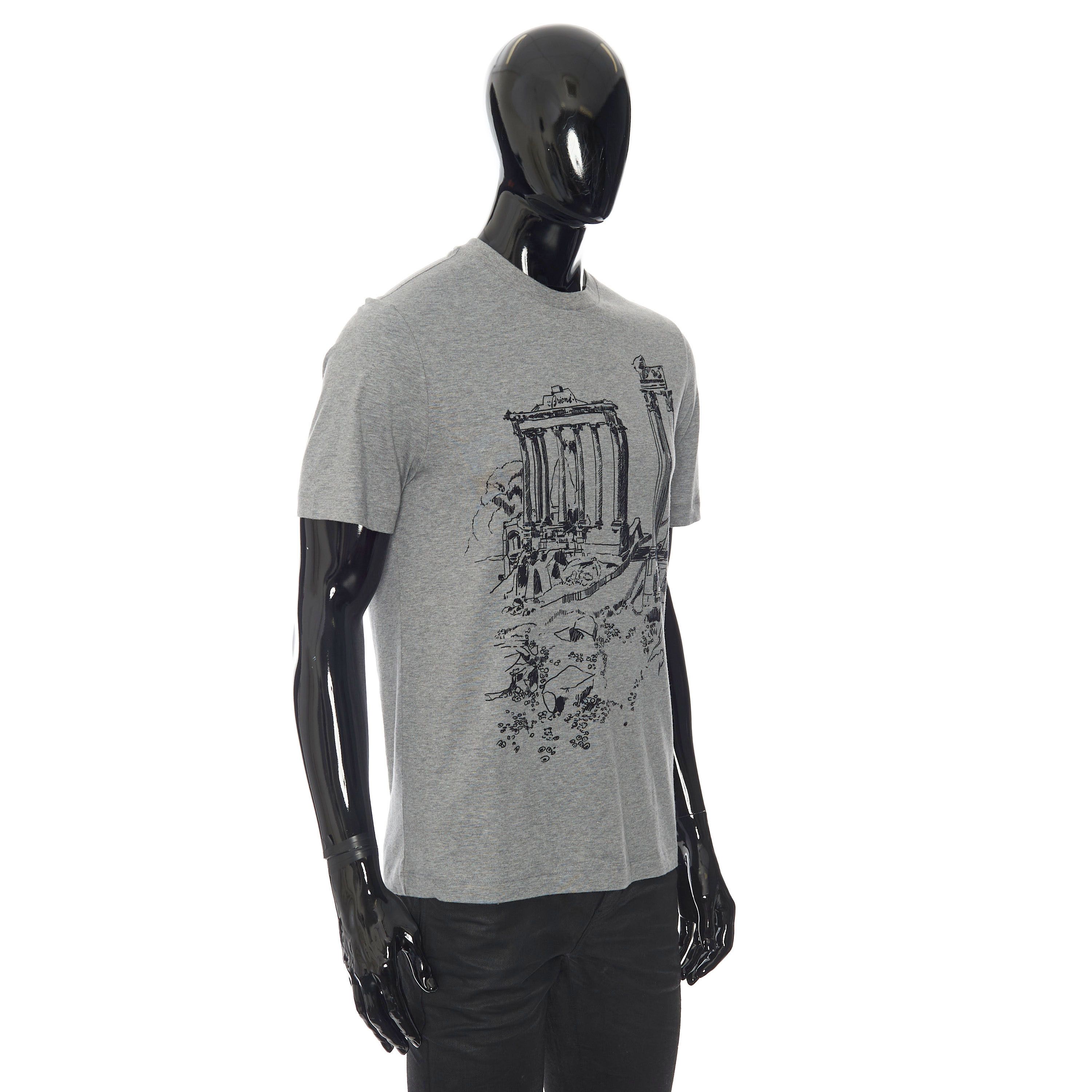 Brioni Crewneck Tshirt In Grey Printed Cotton Jersey 3XL Size US XXL / EU 58 / 5 - 8 Thumbnail