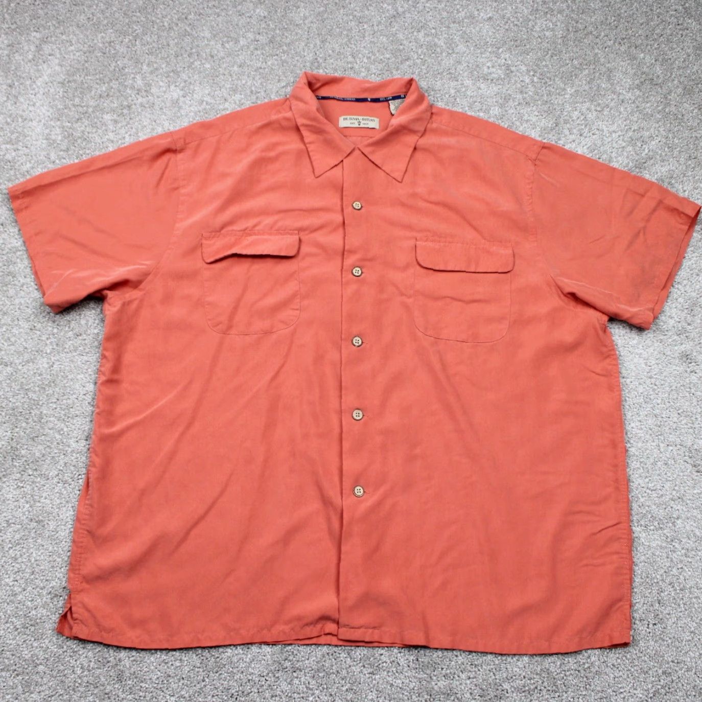 Vintage Burma Bibas Shirt Mens 2XL Orange Button-Up Long Sleeve Solid Modal Rayon Poly Blend Cartoon? Size US XXL / EU 58 / 5 - 2 Thumbnail