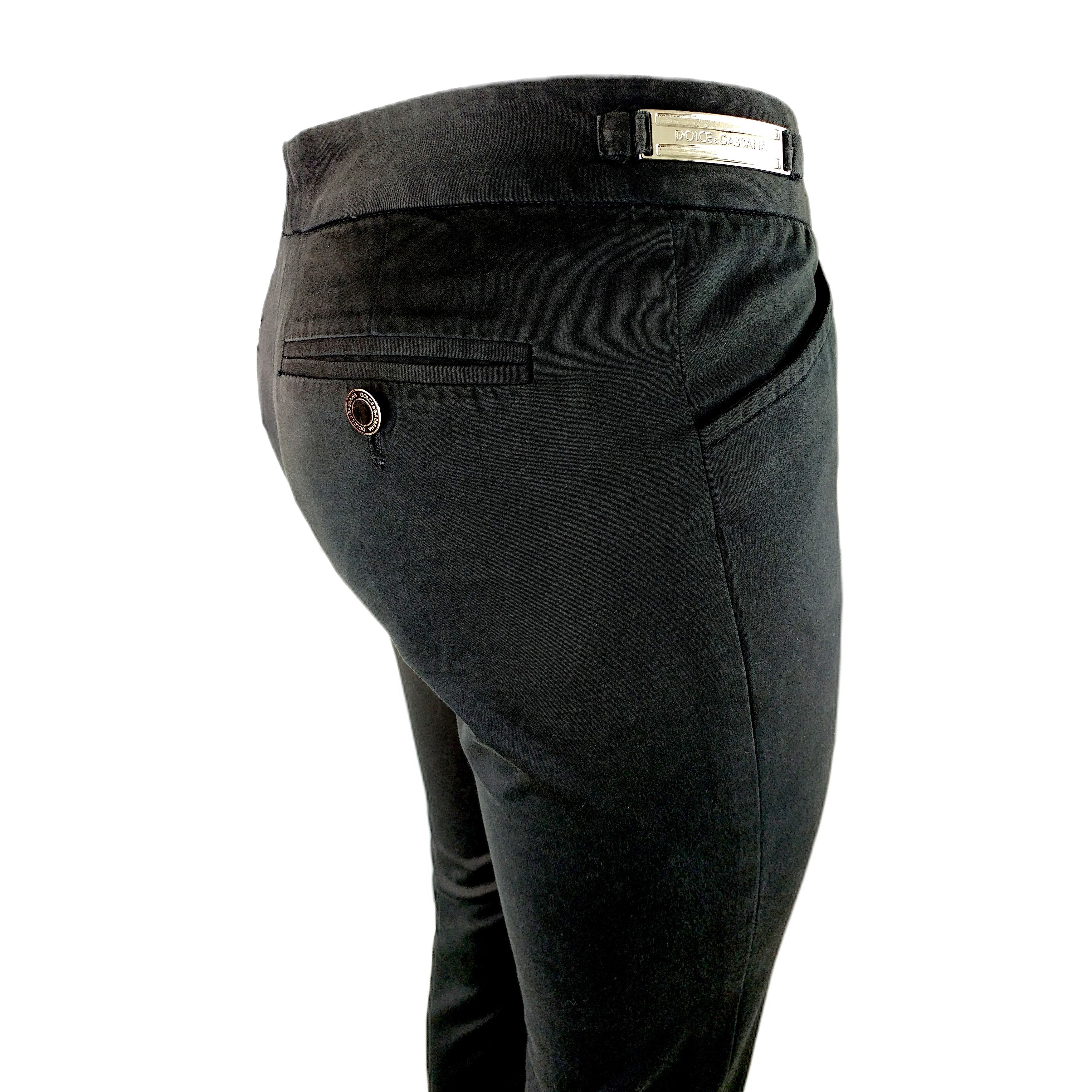 Dolce & Gabbana Vintage Black Tailored Cotton Pants Archival 90s Size 28" / US 6 / IT 42 - 4 Thumbnail