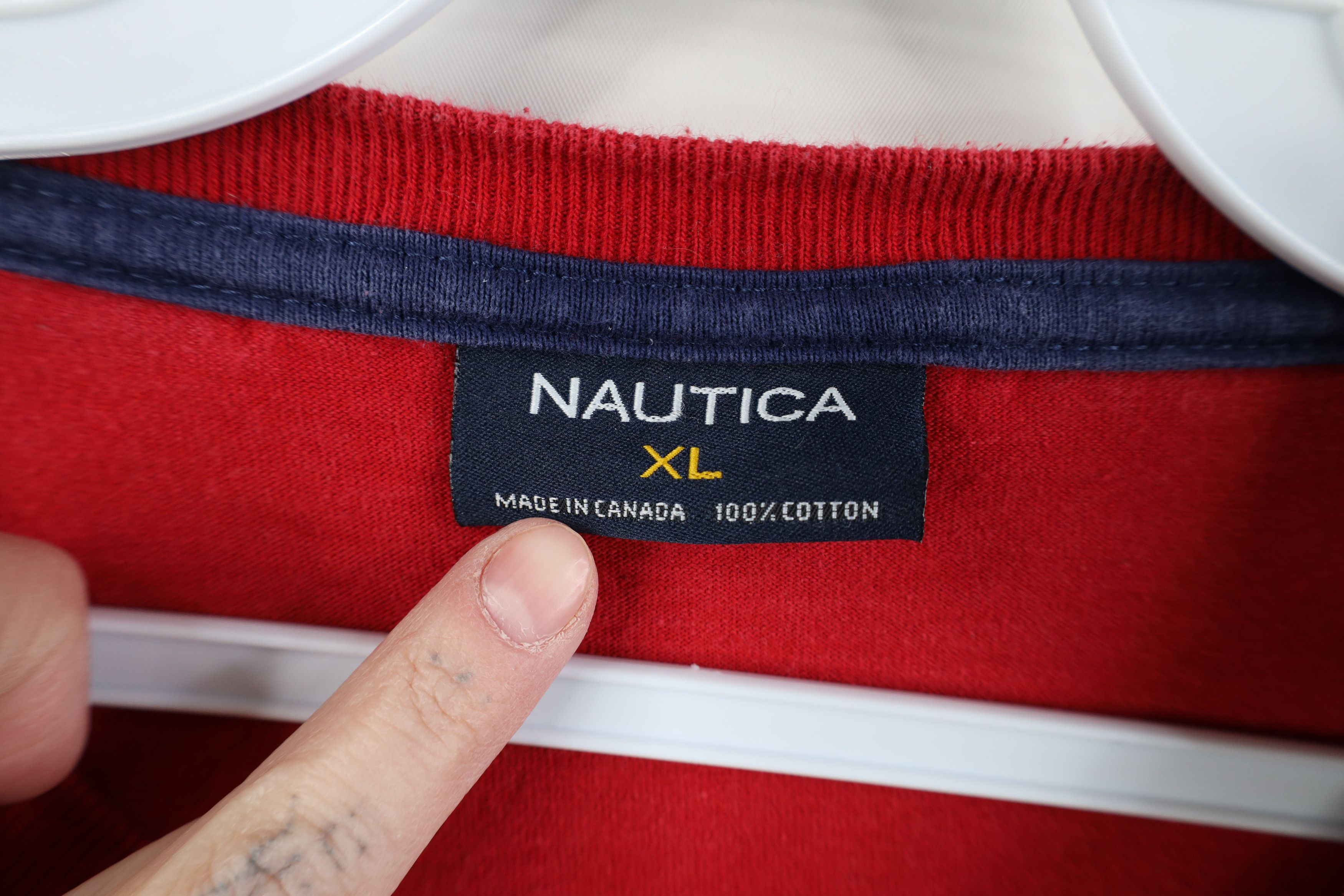 Nautica Vintage 90s Nautica Spell Out Long Sleeve T-Shirt Red Cotton Size US XL / EU 56 / 4 - 6 Thumbnail