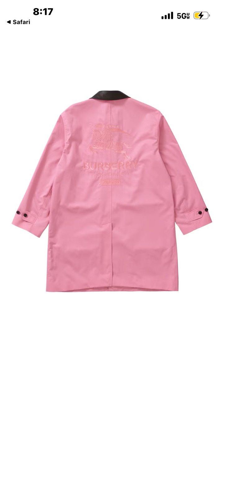 Burberry × Supreme Supreme X Burberry, pink trenchcoat size XL brand new Size US XL / EU 56 / 4 - 2 Thumbnail