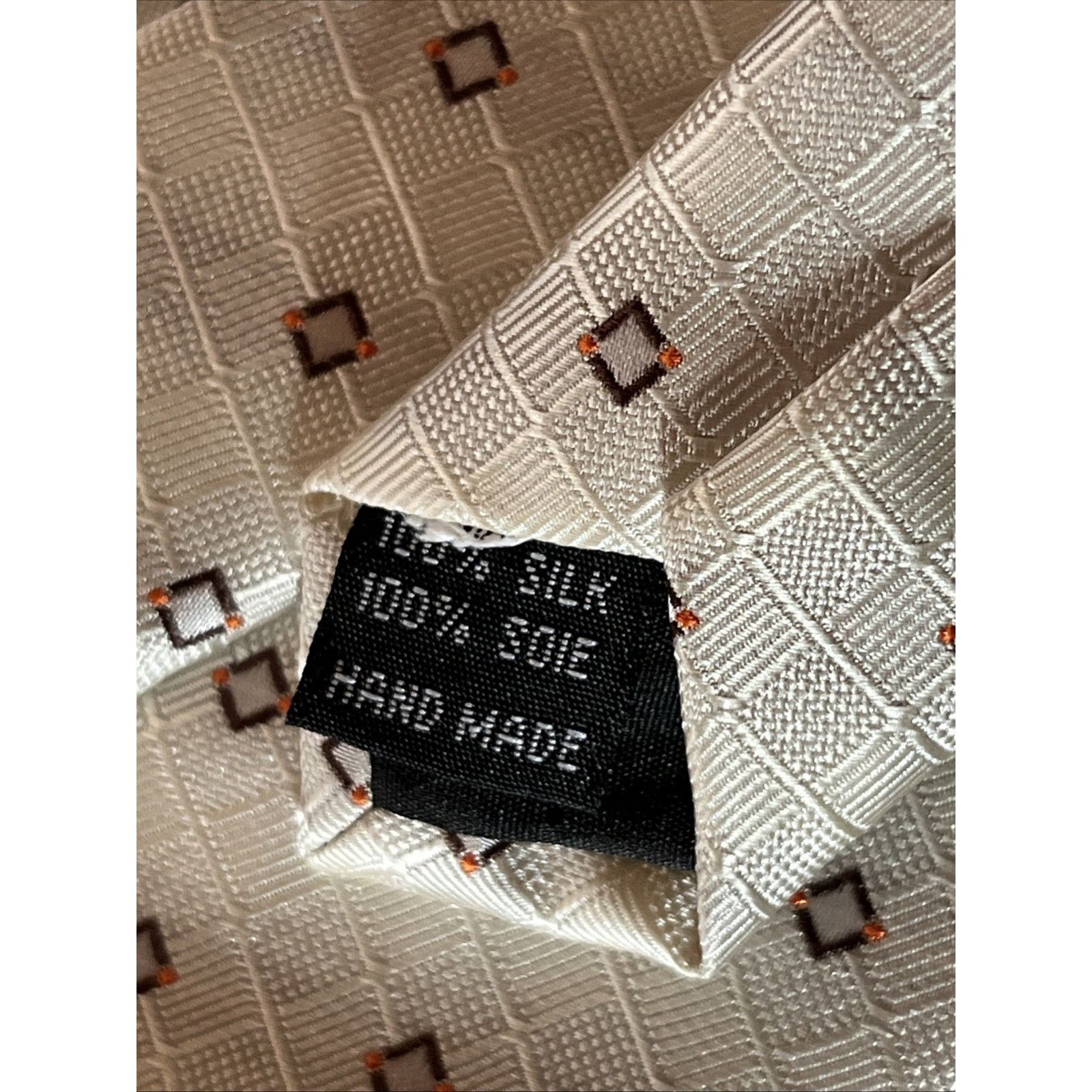 Other Lazzaretti Collection Tie Beige Geometric Silk Necktie Size ONE SIZE - 5 Thumbnail