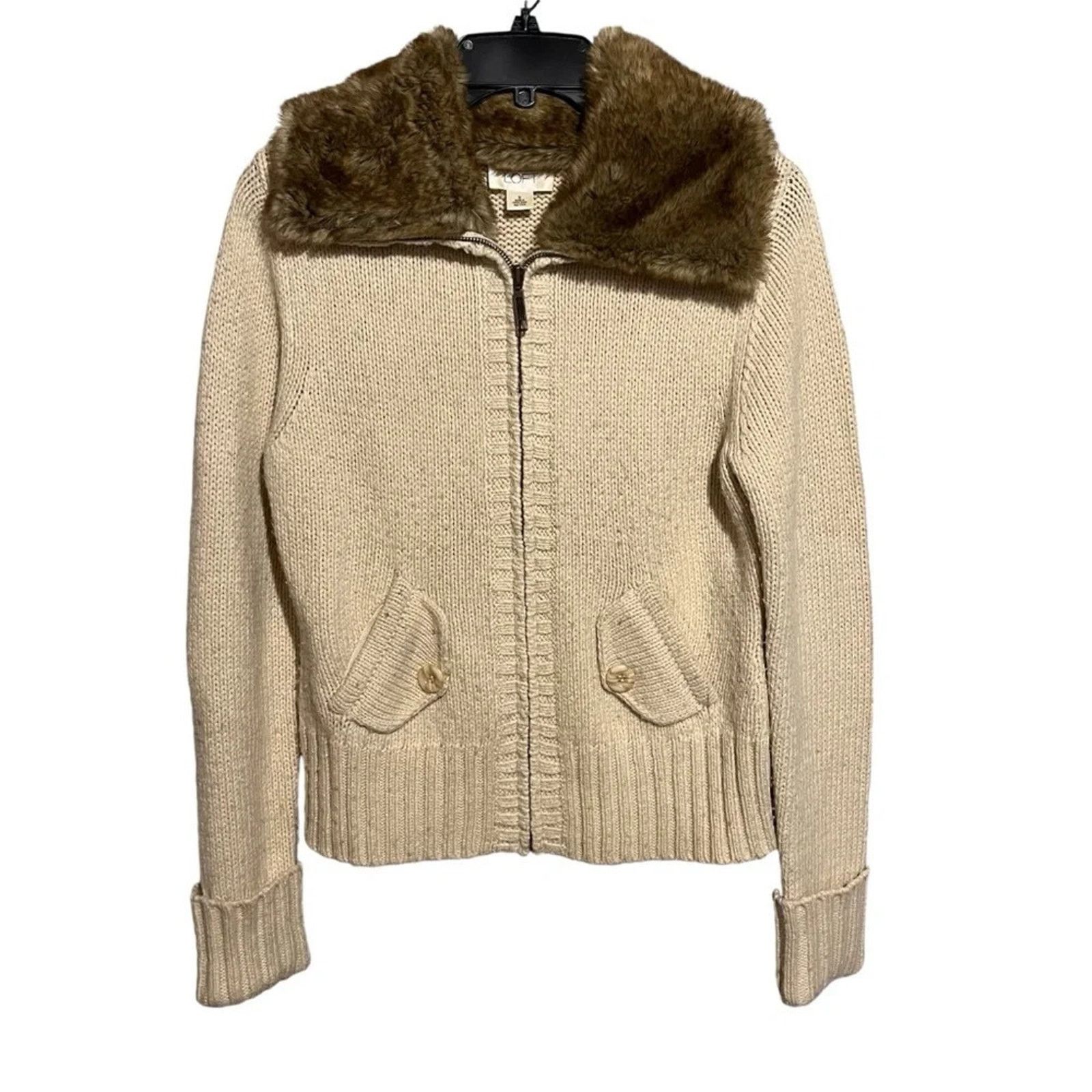 Ann Taylor Ann Taylor Loft Womens Zip Cardigan Sweater Lambswool S Size S / US 4 / IT 40 - 1 Thumbnail