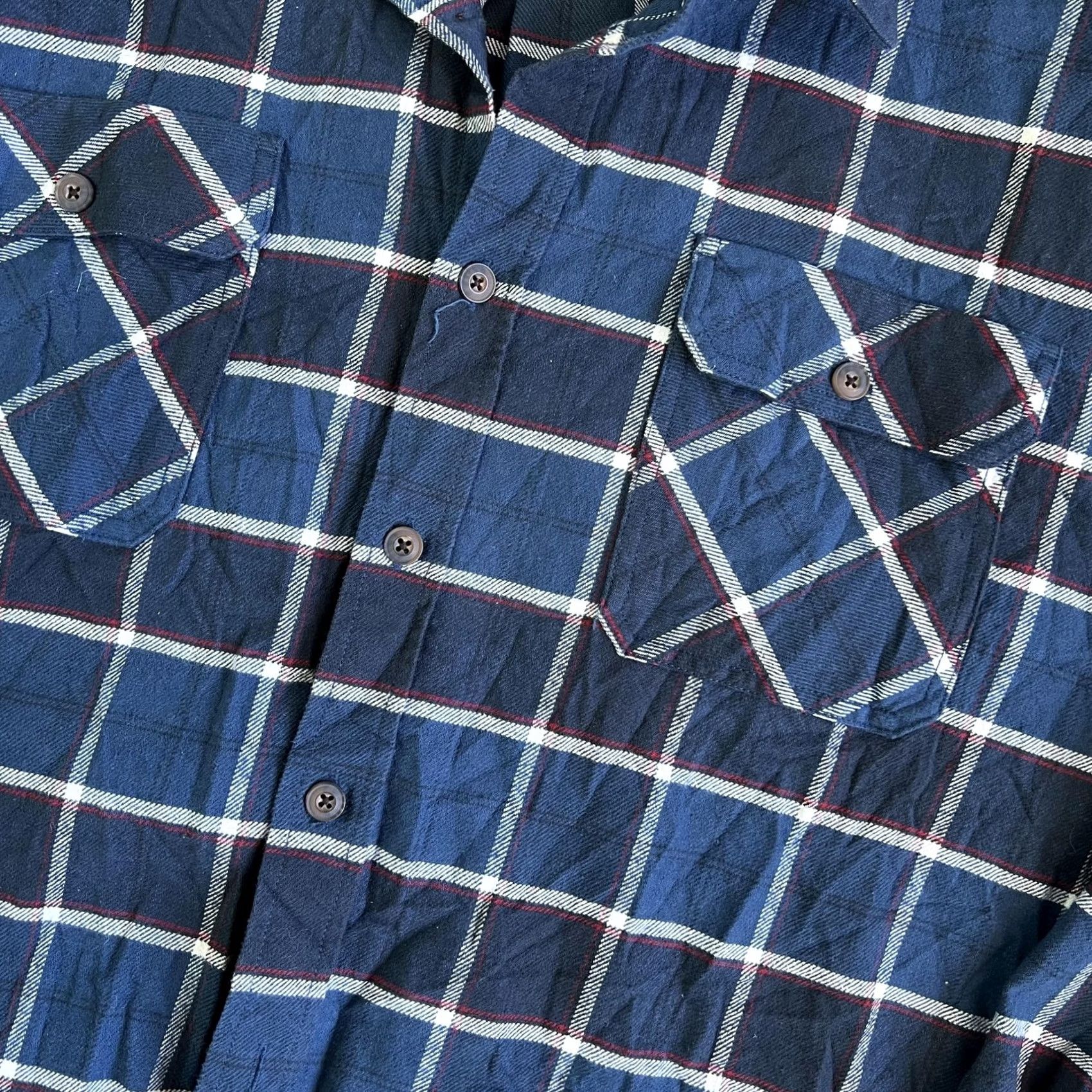 Vintage Jacks MFG Flannel Shirt Mens 3XL Blue Plaid Long Sleeve Button Up Casual Size US XXL / EU 58 / 5 - 2 Thumbnail