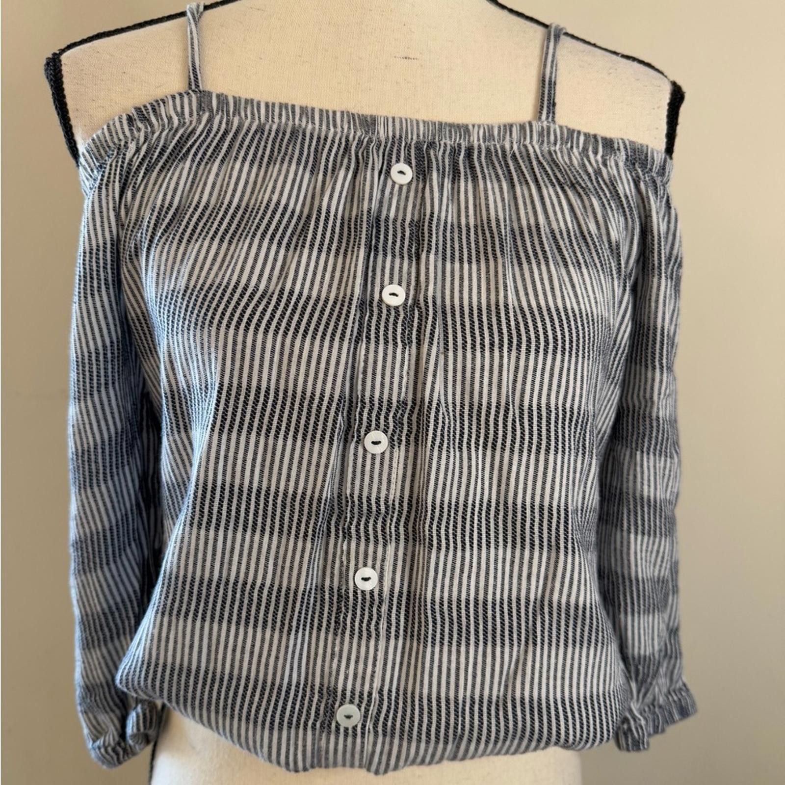Other Romeo & Juliette Couture cropped blue & white striped top SM Size S / US 4 / IT 40 - 1 Thumbnail