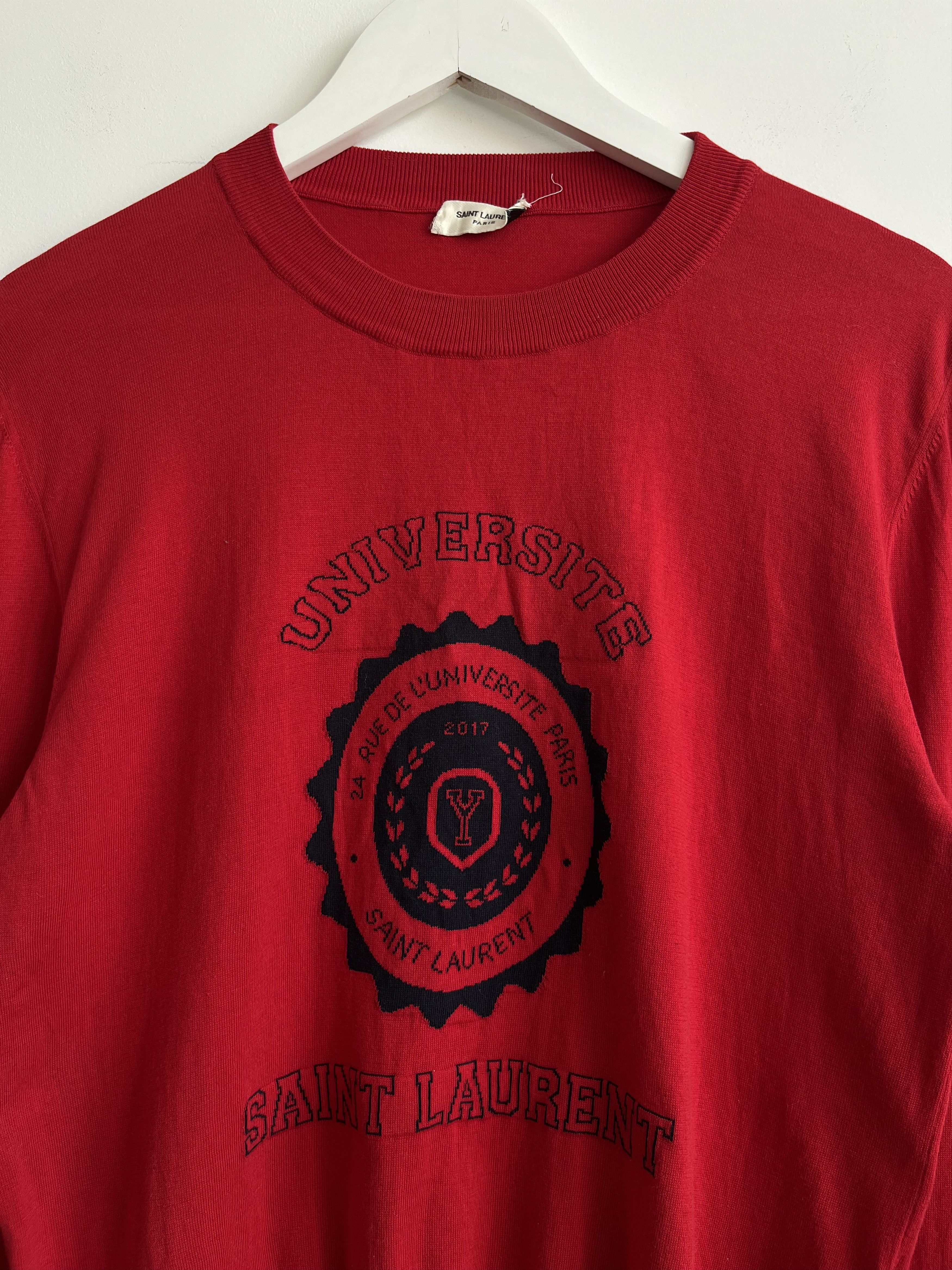 Anthony Vaccarello SS17 Saint Laurent Paris Universite Red Crop Sweater Size L / US 10 / IT 46 - 2 Thumbnail