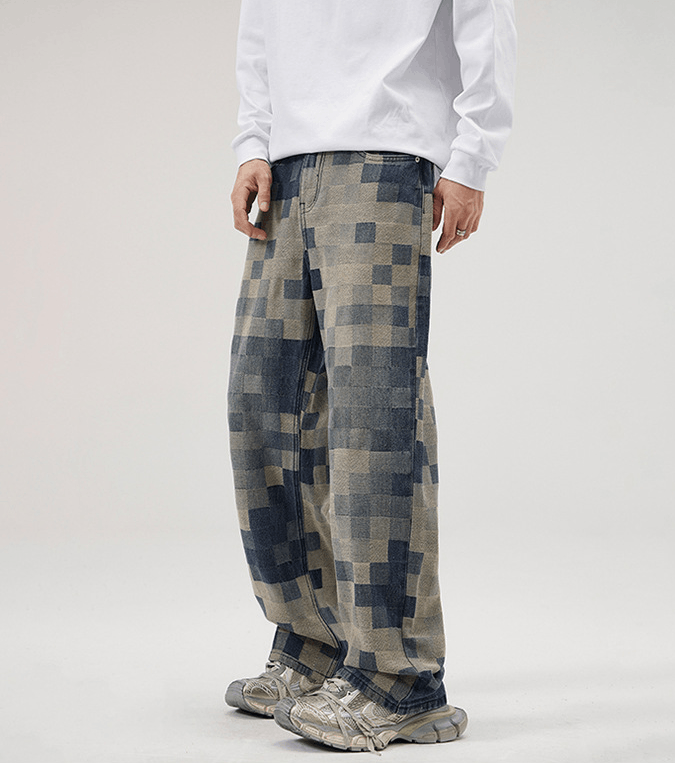 Japanese Brand × Jean American baggy mosaic men's straight loose versatile jeans Size US 32 / EU 48 - 2 Thumbnail