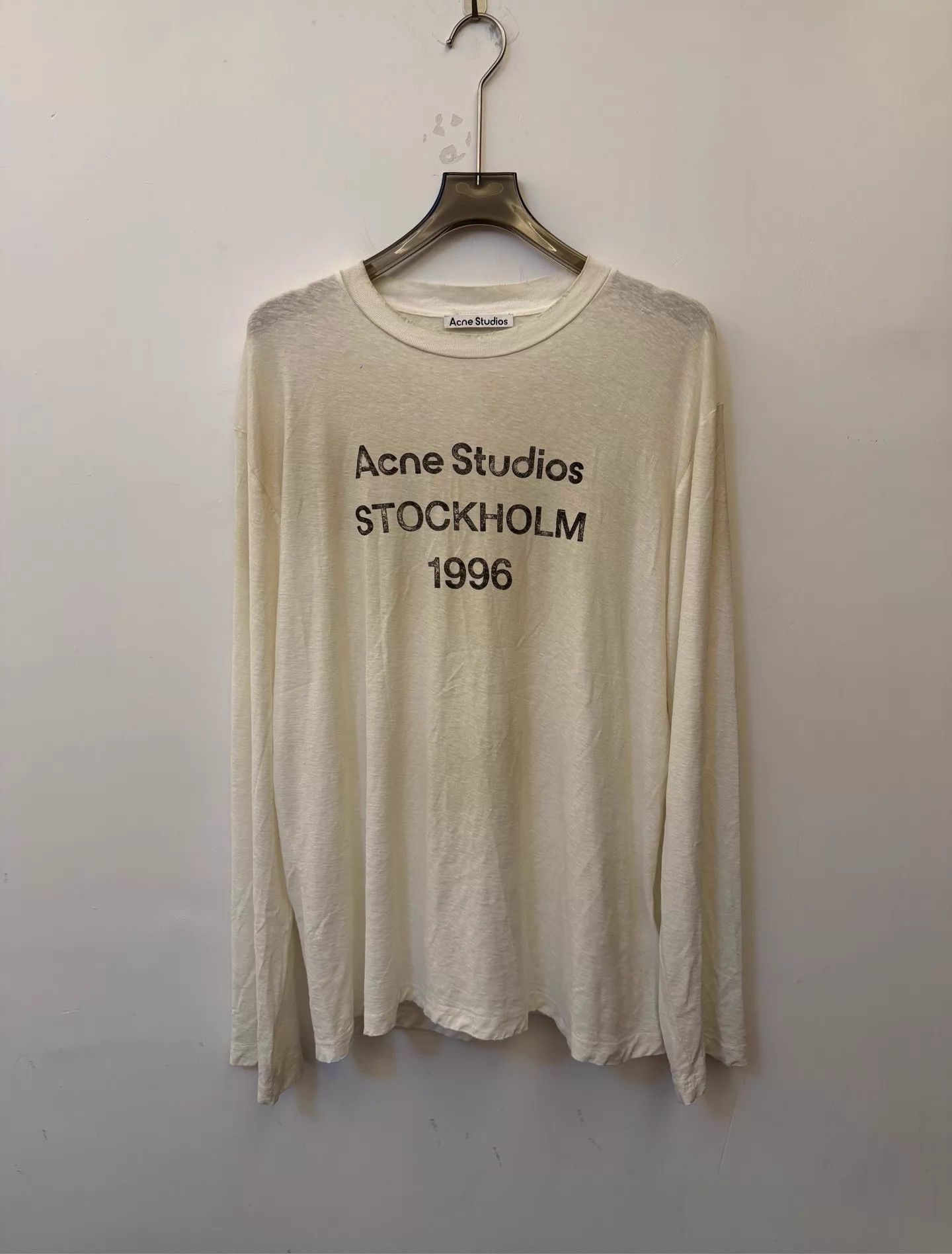 Acne Studios Acne 1996 Logo Distressed LS Tee White XL Size US XL / EU 56 / 4 - 1 Thumbnail