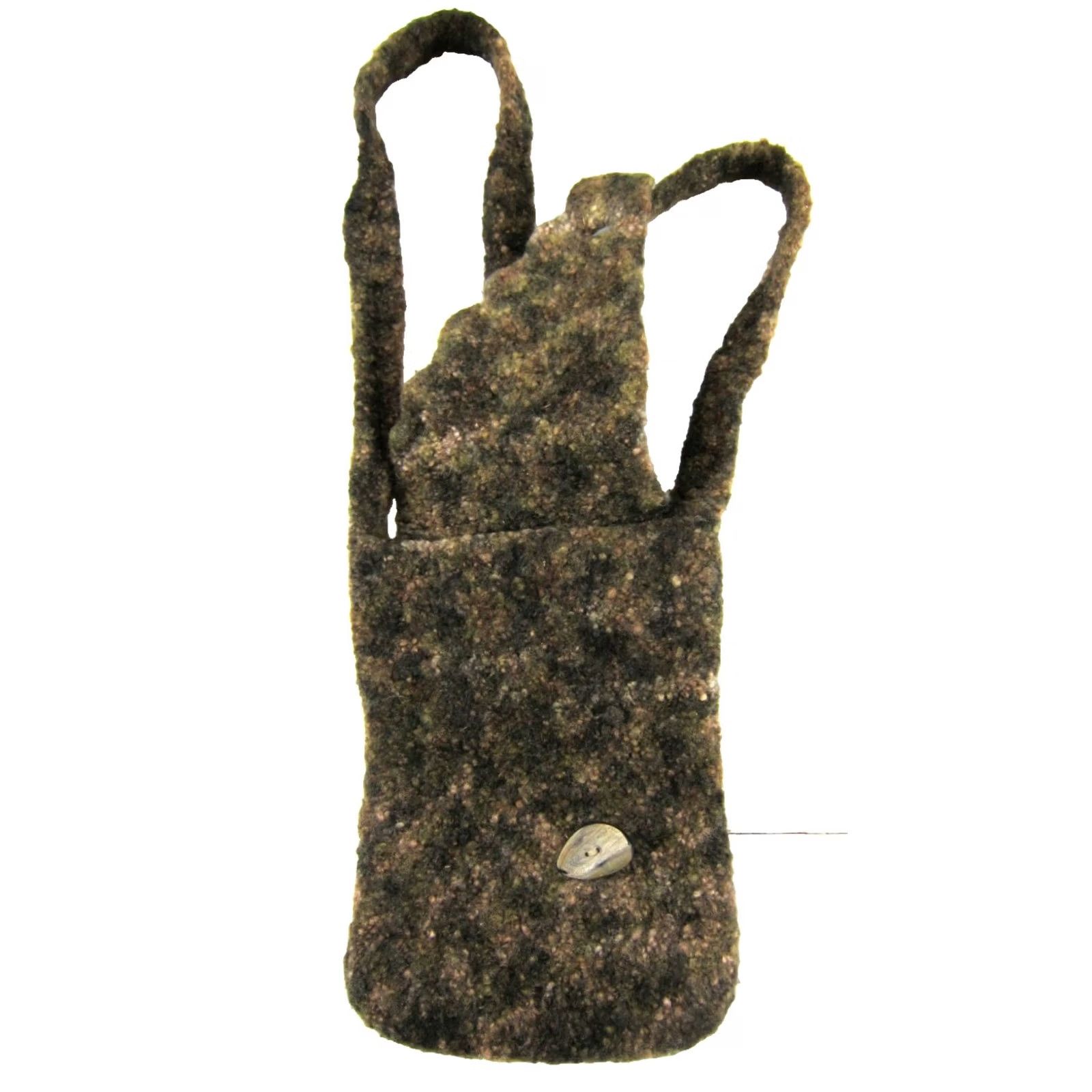 Vintage Vintage Handmade 100% Boiled Wool Brown Green Crossbody Satchel Purse Size ONE SIZE - 4 Thumbnail
