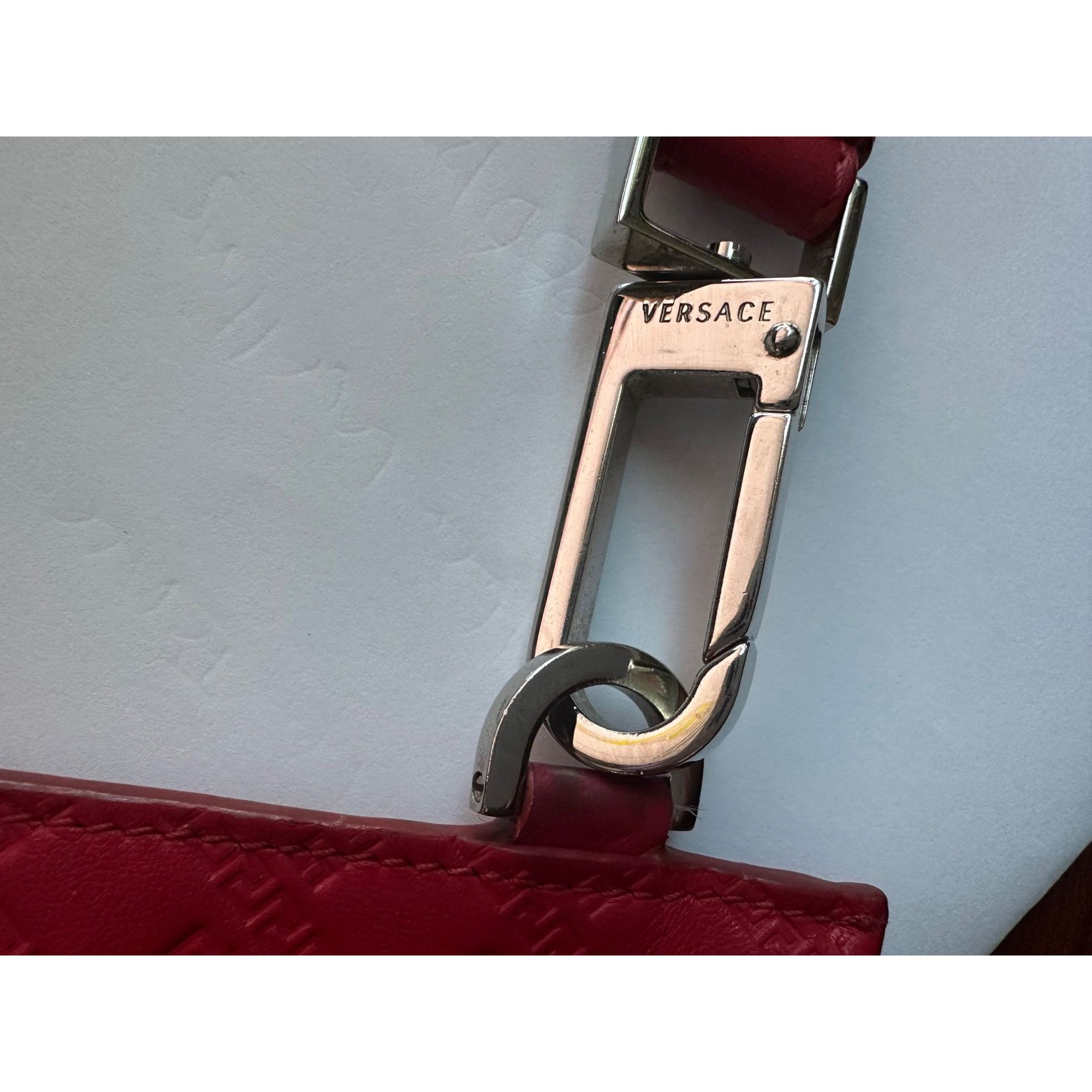 Versace Versace Large Red Logo Print Leather Wristlet Clutch Size ONE SIZE - 16 Thumbnail