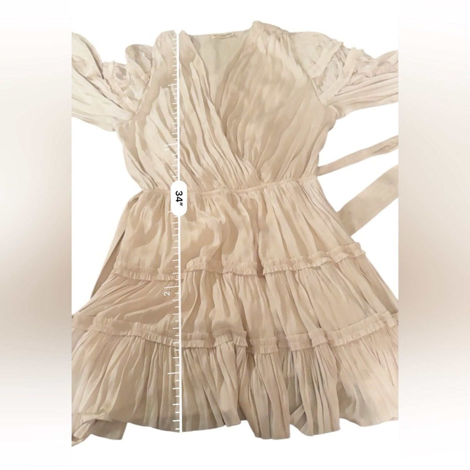 Ulla Johnson Ulla Johnson Amal Ivory Silky Ruffle Long Sleeve Mini Dress Size M / US 6-8 / IT 42-44 - 16 Thumbnail
