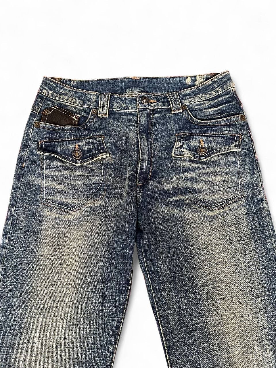 Tornado Mart Flare Jeans mud rusty pu leather pocket style multipocket Size US 33 - 3 Thumbnail