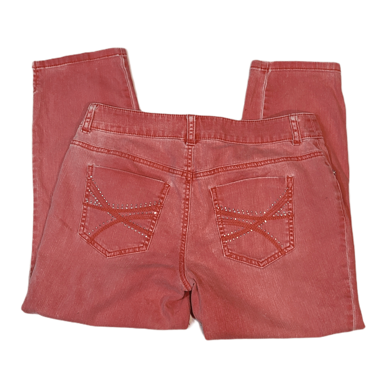 Chicos Chico's Sz 00 (XXS/2) Orange Bling Denim Capris Size 30" / US 8 / IT 44 - 2 Thumbnail