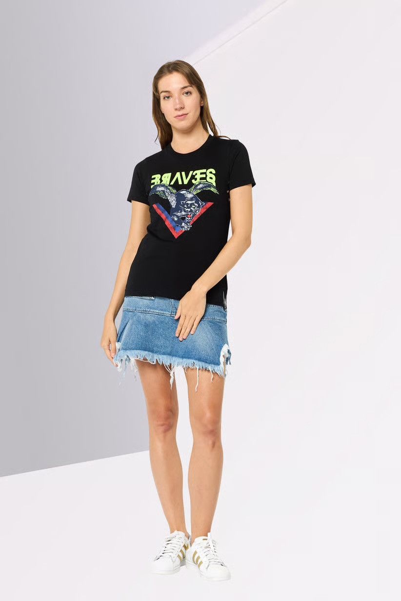 Diesel 🇺🇸 Y2K Diesel Braves Womens Graphic T-Shirt Retro Rare Hype Size M / US 6-8 / IT 42-44 - 2 Thumbnail