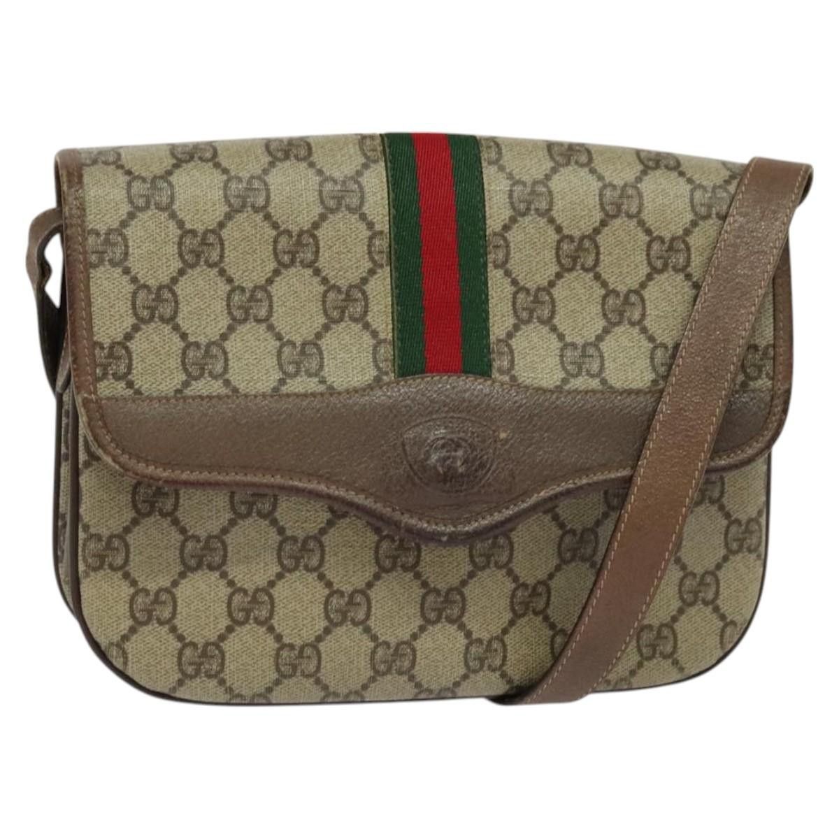 GUCCI GG Supreme Web Sherry Line Bag Pvc Beige 001 113 6862