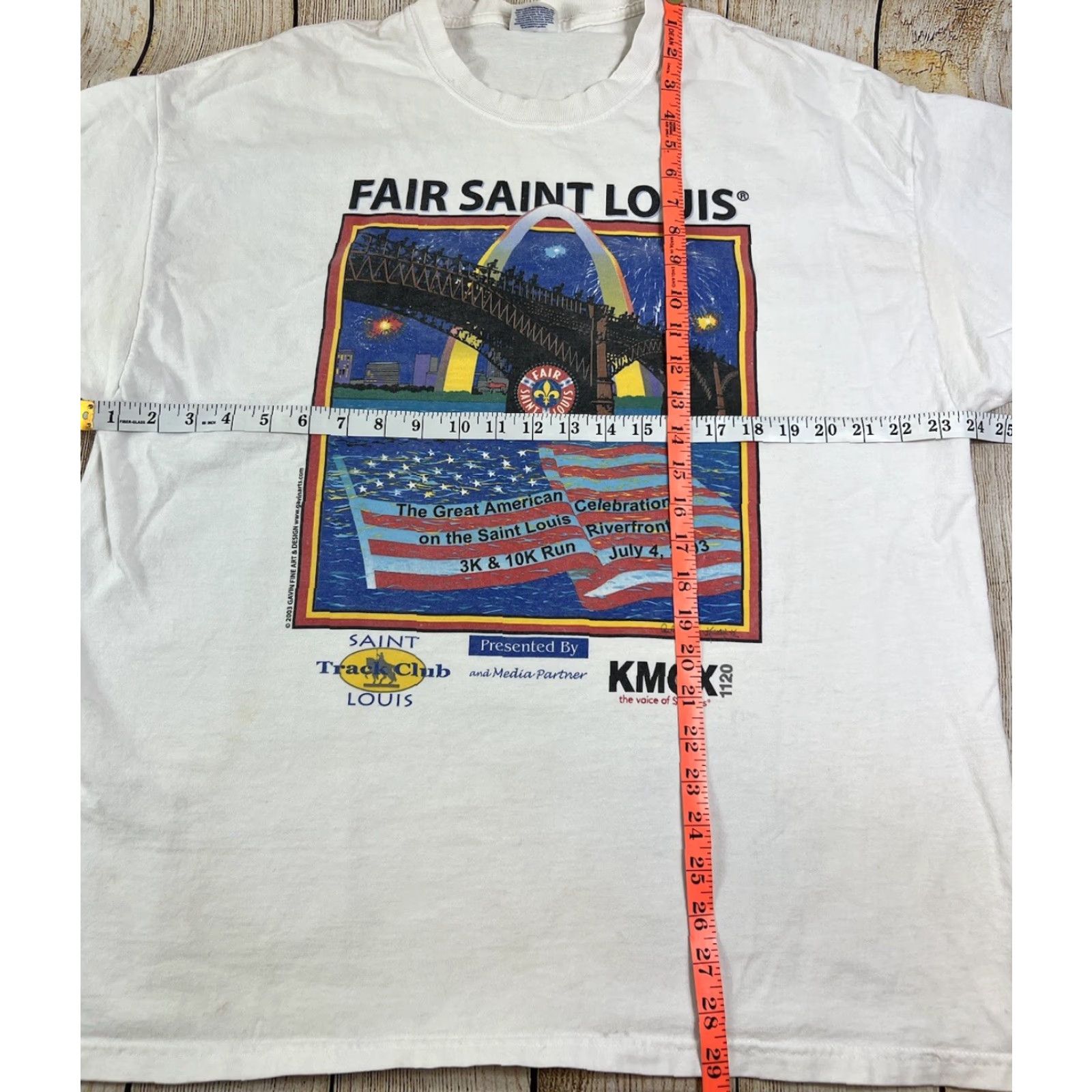 Hanes VINTAGE Hanes White T-Shirt XL Men's Short Sleeve Crew Neck Graphic Print STL 2003 Blue Pattern USA Outdoor 2003 Century Size US XL / EU 56 / 4 - 7 Thumbnail