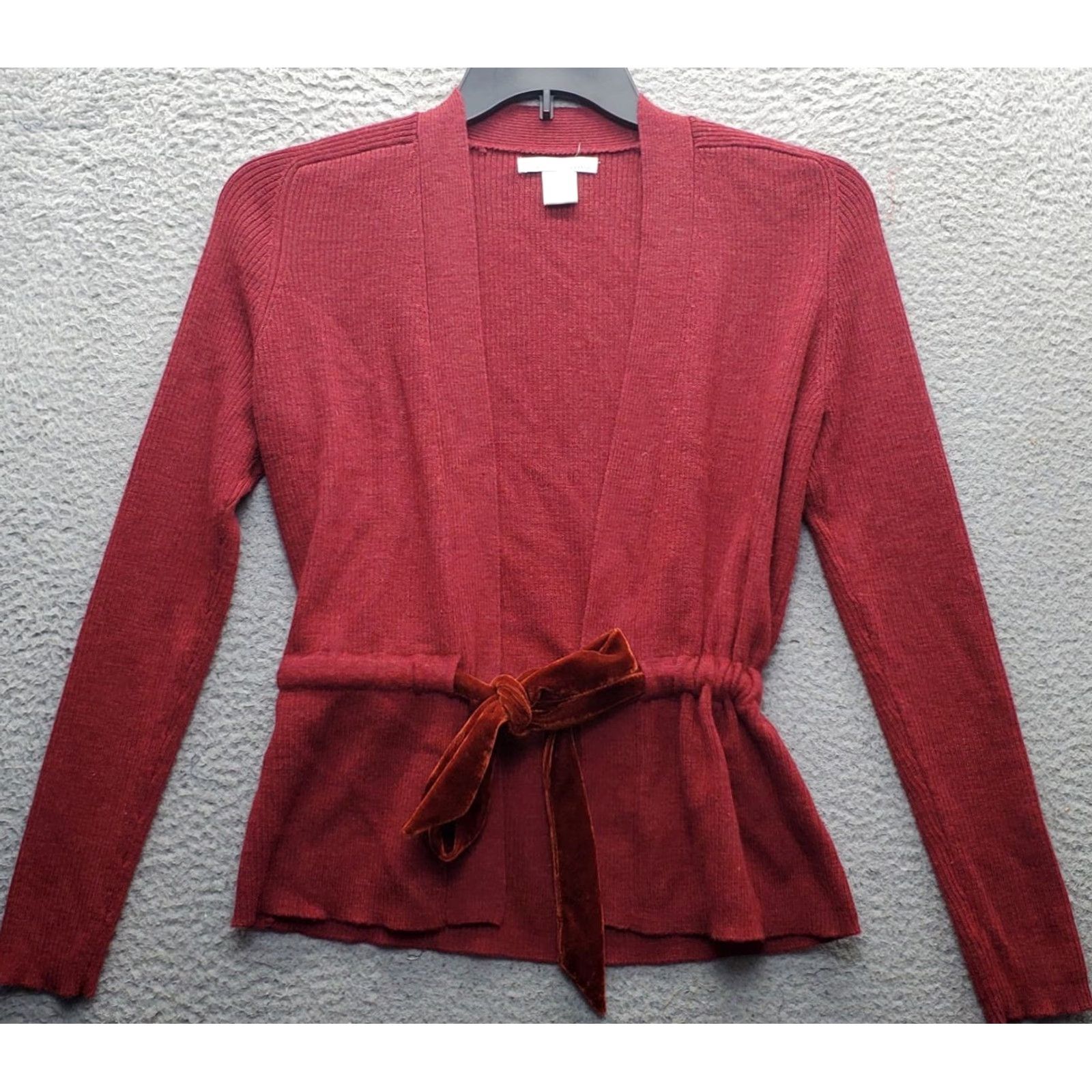 Vintage Sarah Spencer Cardigan Womens M Tight-Knit Merino Wool Dark Red V-Neck Casual Knit Size M / US 6-8 / IT 42-44 - 2 Thumbnail