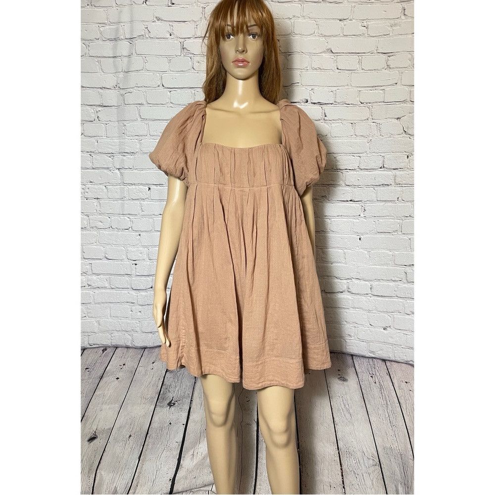 Free People NWT New Free People Marina Mini Light Brown Cotton Dress Si Size M / US 6-8 / IT 42-44 - 3 Thumbnail