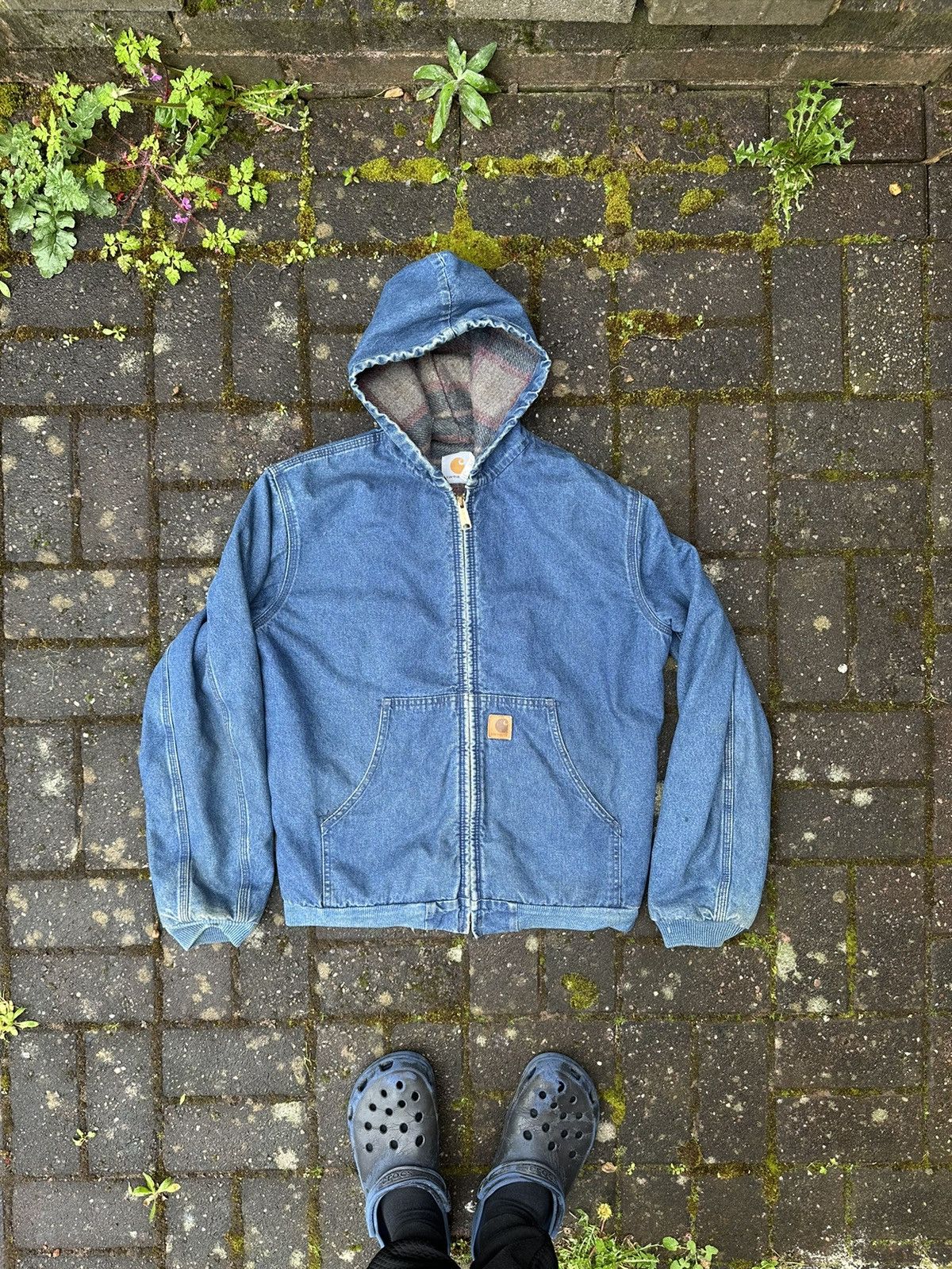 image of Carhartt Active Jacket Denim in Blue, Men's (Size Medium)