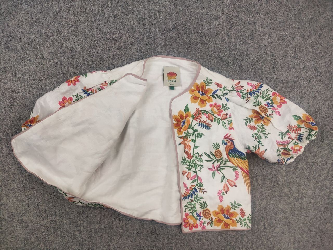 Farm Rio Farm Rio Delicate Forest Scarves Short Linen Blouse Sleeve Size S / US 4 / IT 40 - 9 Thumbnail