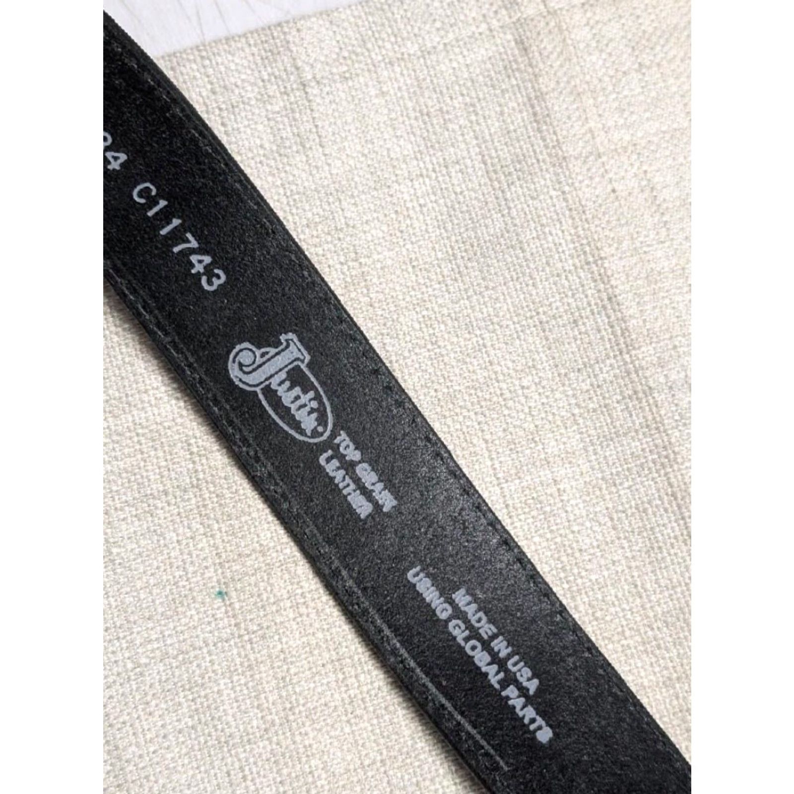 Vintage VINTAGE Justin belt 34 black leather WESTERN belt Mens western belt with buckle snaps USA Made 1-5/8" wide solid leather belt 33/34 Size 34 - 3 Thumbnail