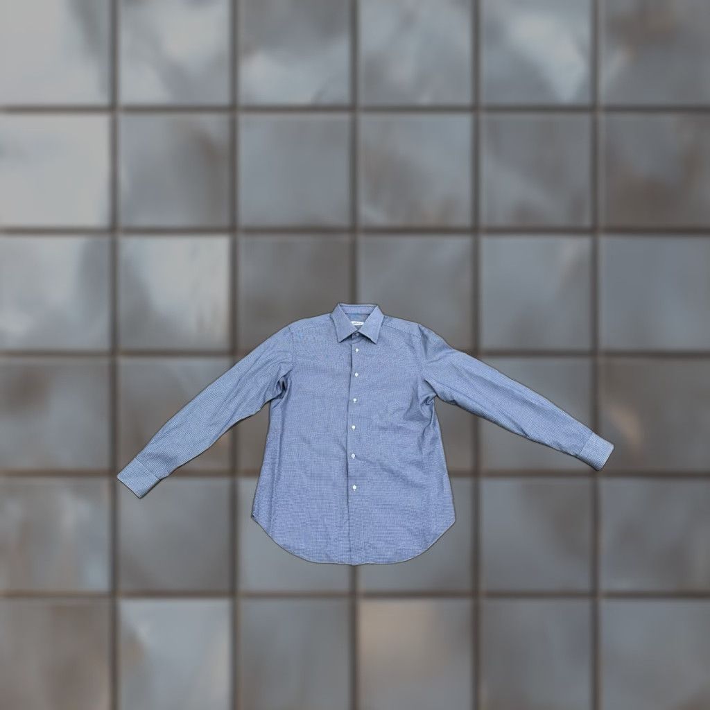Brioni BRIONI Button Down Shirt Blue White Grid 16.5/42 Dress Shirt Men Brioni Button-Down Collar 100% Cotton Size US XL / EU 56 / 4 - 1 Thumbnail