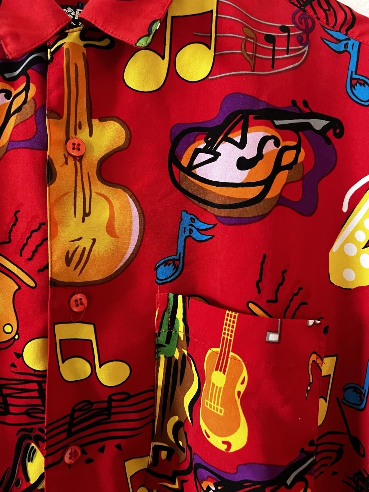 Koman VTG Koman Sport Men’s Casual Button Up SZ L Music Notes Red Size US L / EU 52-54 / 3 - 2 Thumbnail