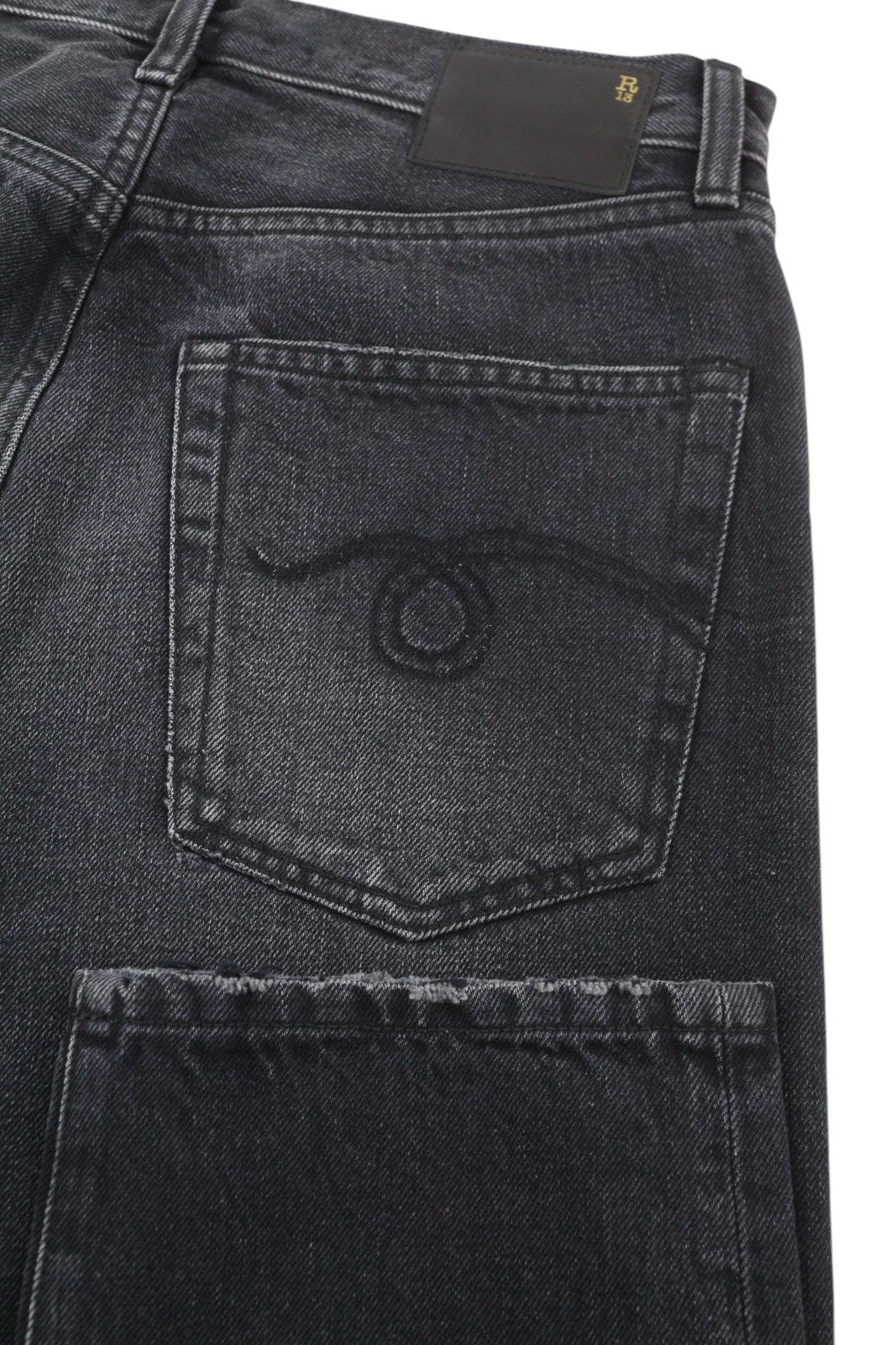 R13 AXL SLIM 27 Jake Black Faded Washed Zip Fly Denim 85823 Size 27" / US 4 / IT 40 - 5 Thumbnail