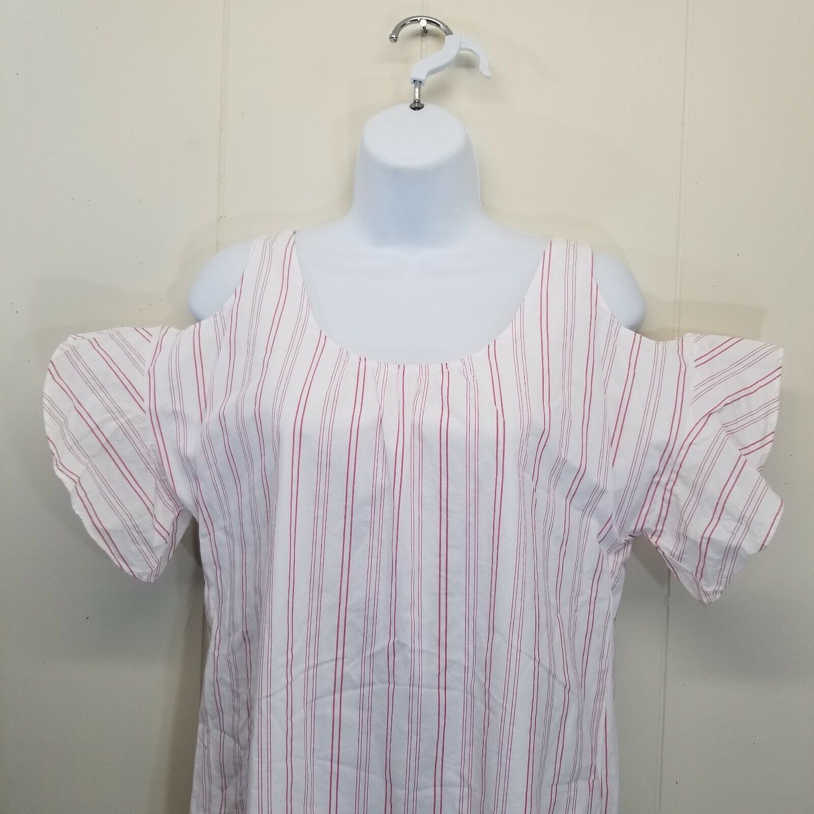 Madewell Madewell XS Dress Cold Shoulder Pink White Striped Shift Ros Size XS / US 0-2 / IT 36-38 - 2 Thumbnail