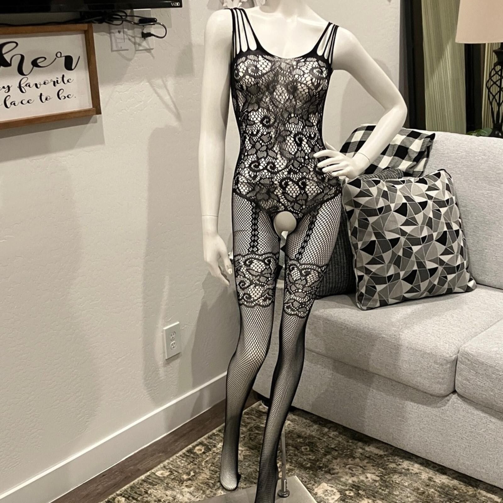 Other NIB Sexy Lace Fishnet Bodysuit - Black Size ONE SIZE - 3 Thumbnail