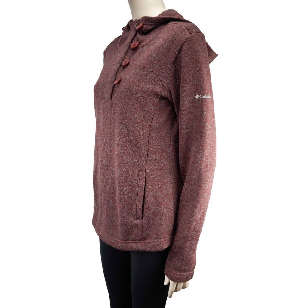 Columbia COLOMBIA Fleece Hoodie Sweater Button Burgundy Gorpcore Sz M Size M / US 6-8 / IT 42-44 - 5 Thumbnail
