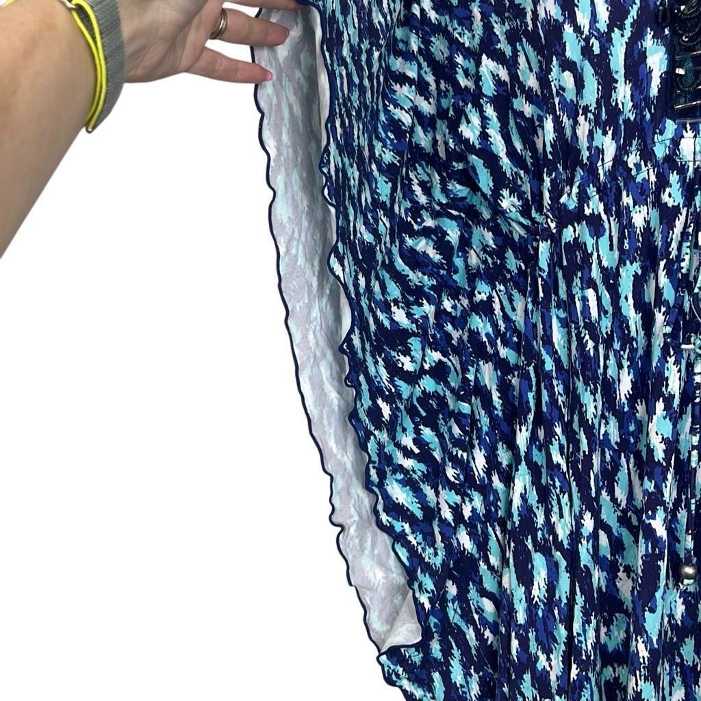 Other Cabana Life Small Blue Print Beaded Drawstring Batwing Sleev Size S / US 4 / IT 40 - 7 Thumbnail