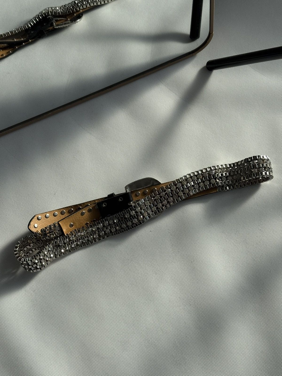Japanese Brand Vintage Belts Y2K Rhinestones Punk leather belt Japanese Size ONE SIZE - 12 Thumbnail