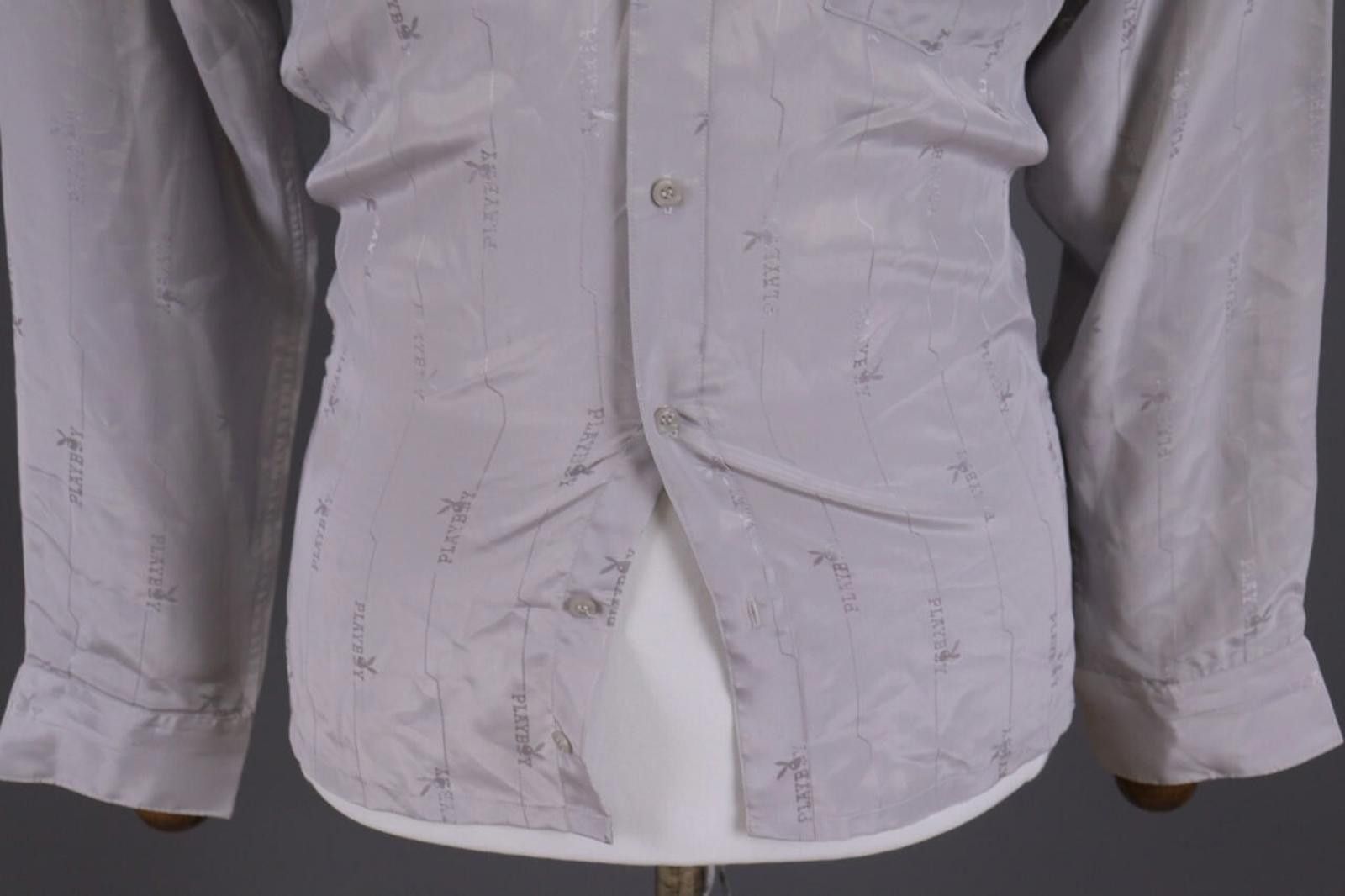 Playboy Play Boy Silk Look Striped Logo Printed Shirt Size 33 / 34 Size US M / EU 48-50 / 2 - 5 Thumbnail