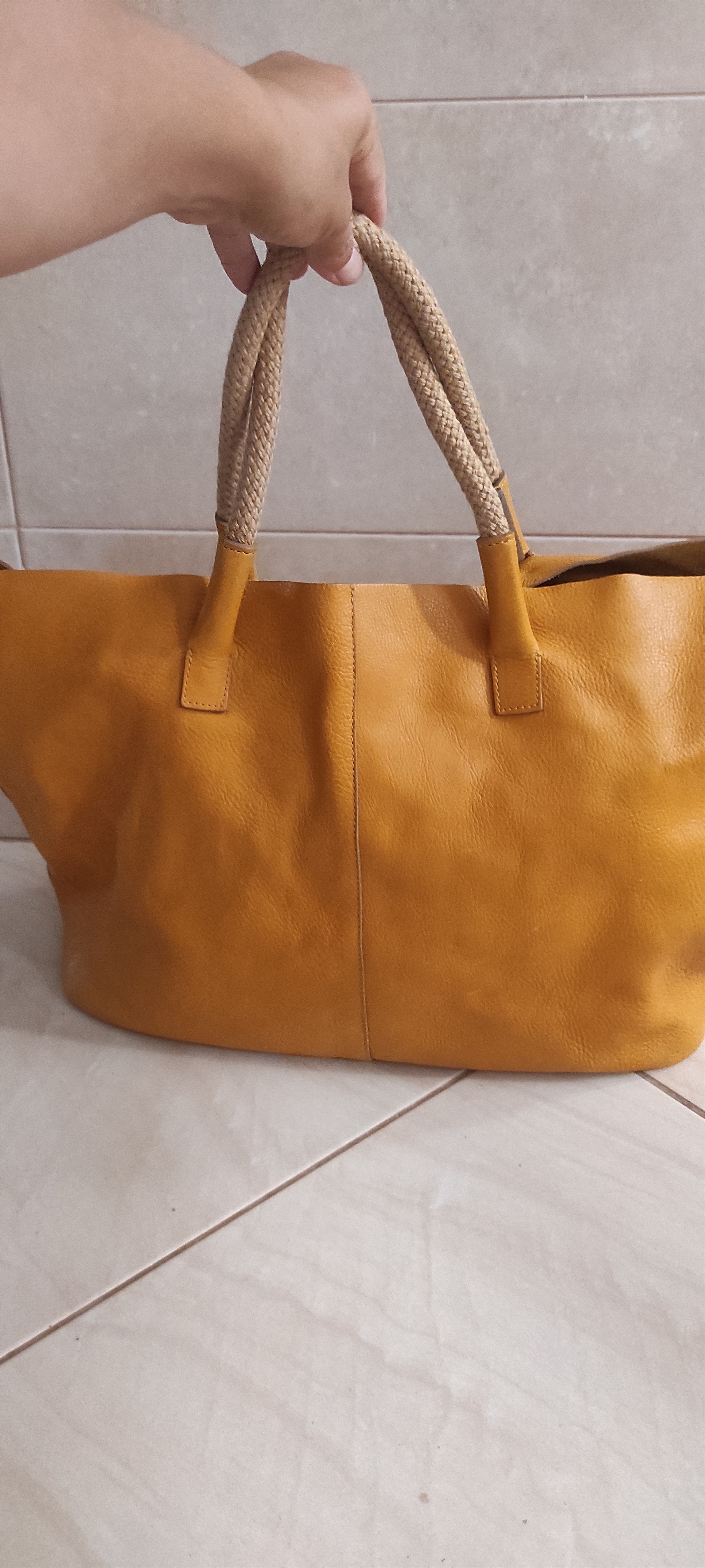 Zara Zara Leather Shopping Large removable Zipper Mesh Insert Bag Size ONE SIZE - 8 Thumbnail