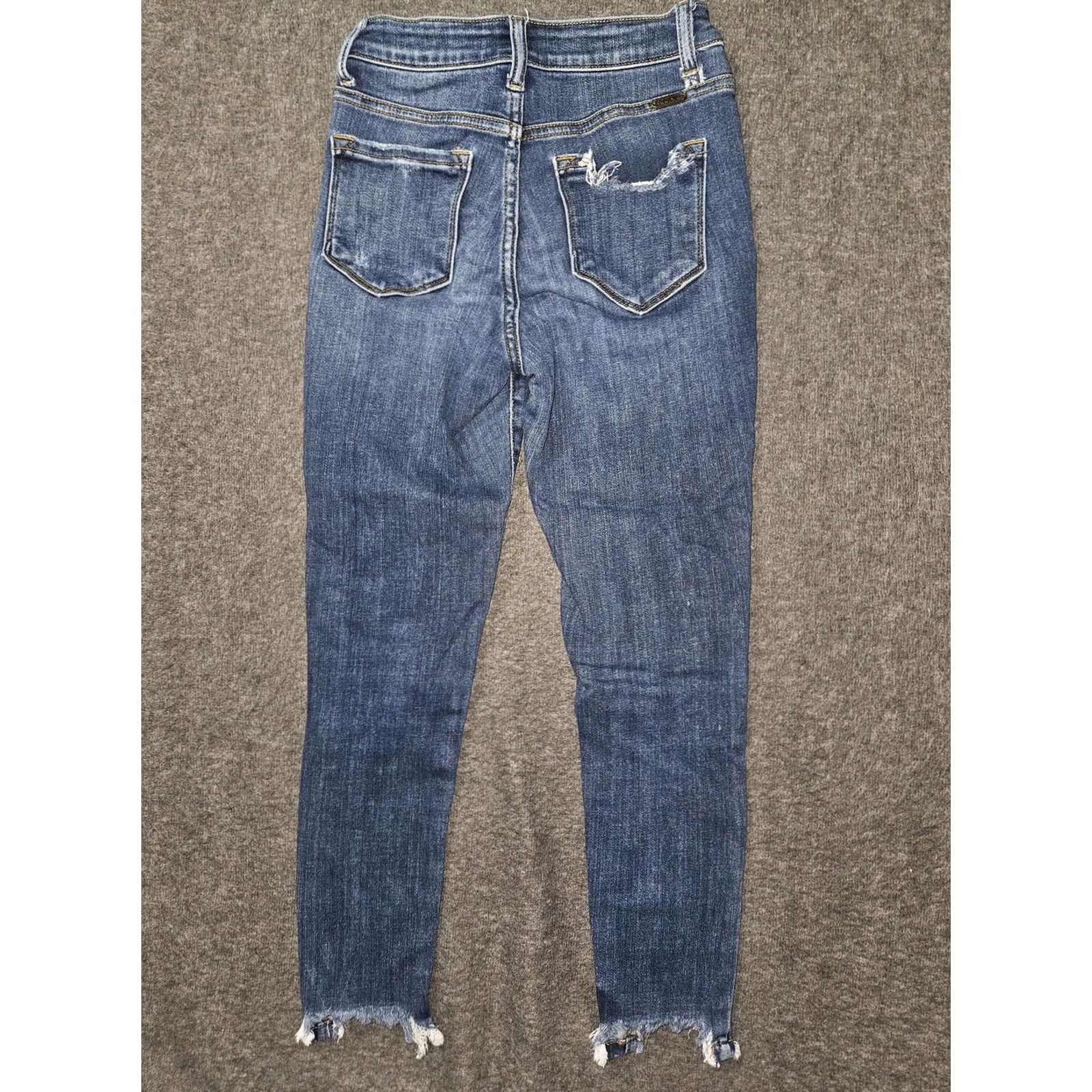 Vintage KanCan Jeans Womens Medium Wash Mid Rise Skinny Distressed Frayed Pockets 5-Pocket Denim Cotton Spandex Jeans Size 26" / US 2 / IT 38 - 7 Thumbnail