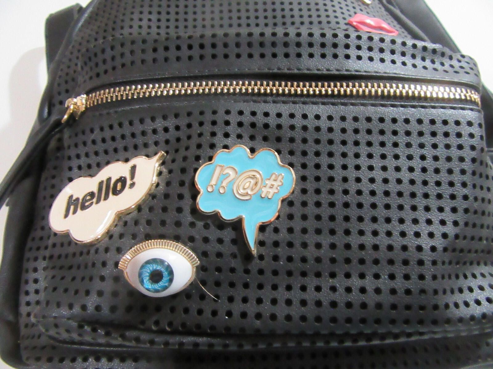 Designer Imoshion Vegan Leather Backpack Emoji Symbols Black OMG Size ONE SIZE - 6 Thumbnail