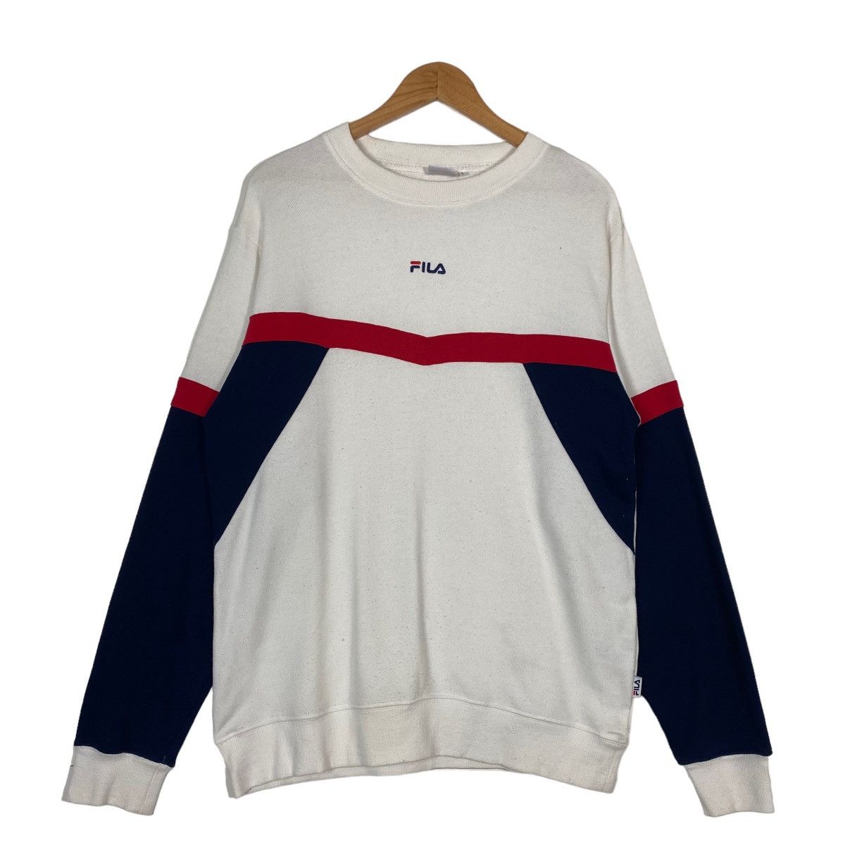 Fila × Japanese Brand Vintage 90s Fila Center Logo Colourblock Crewneck Sweatshirt Size US M / EU 48-50 / 2 - 2 Thumbnail